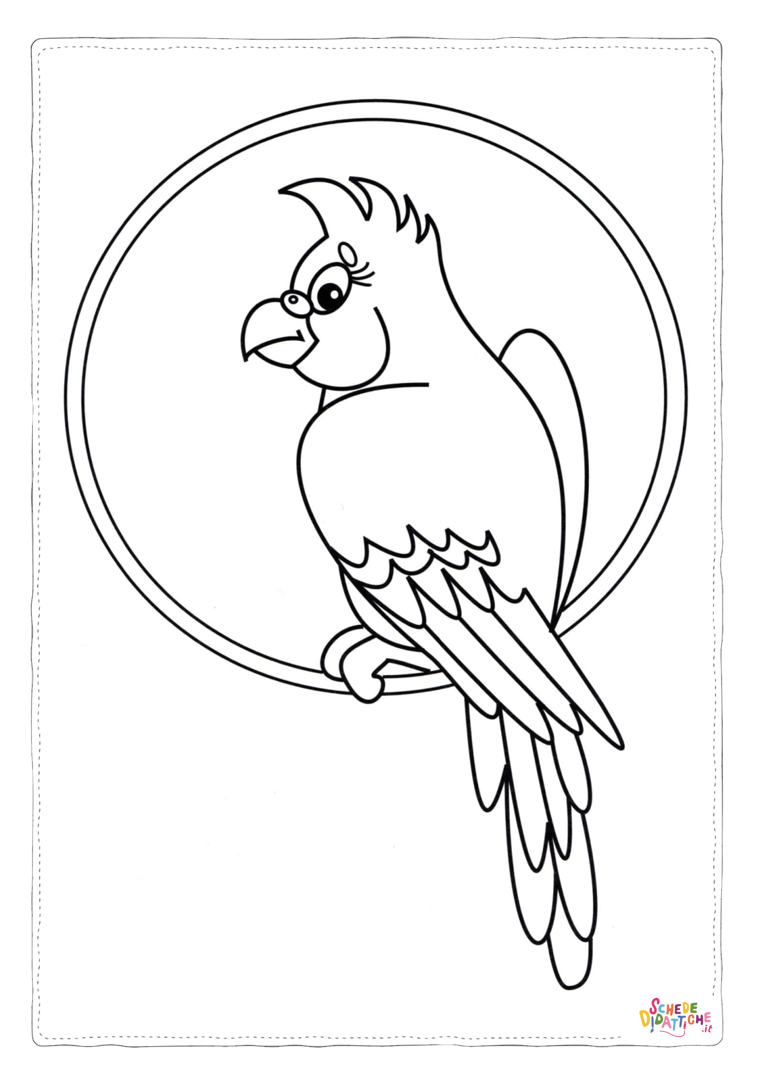Disegno "Disegno di pappagallo da stampare e colorare 106" Disegno di pappagallo da stampare e colorare 106
