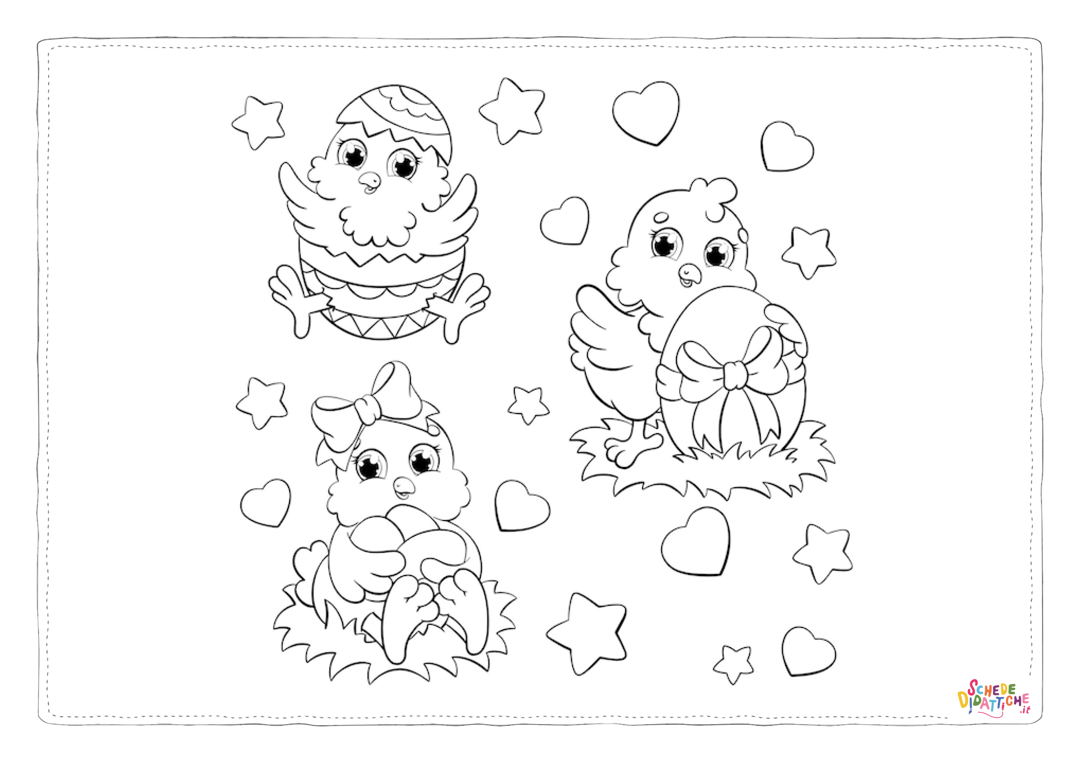 Disegno "set-cute-easter-chickens-coloring-book-page-kids-cartoon-style-character_78007-10498" set-cute-easter-chickens-coloring-book-page-kids-cartoon-style-character_78007-10498