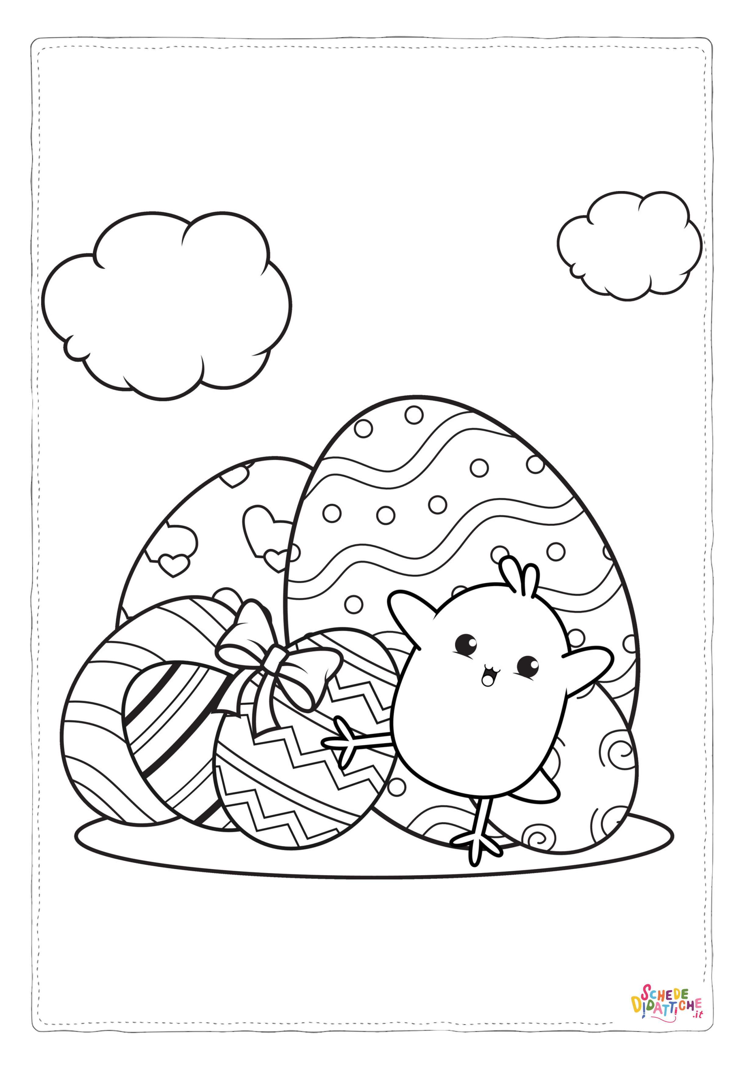 Disegno "coloring-page-happy-easter-with-cute-baby-chick-vector" coloring-page-happy-easter-with-cute-baby-chick-vector