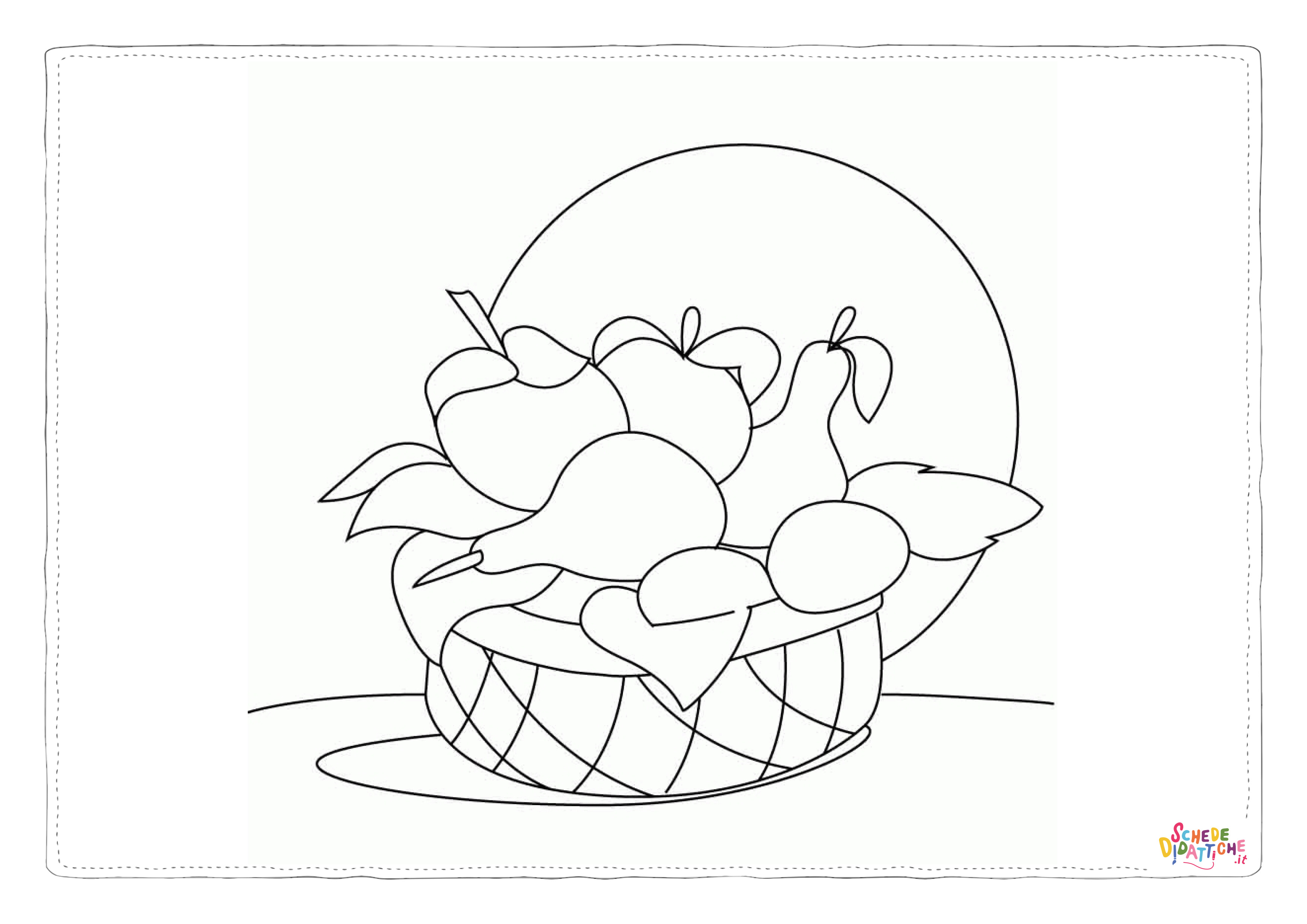 Disegno di cesto di frutta da stampare e colorare 3