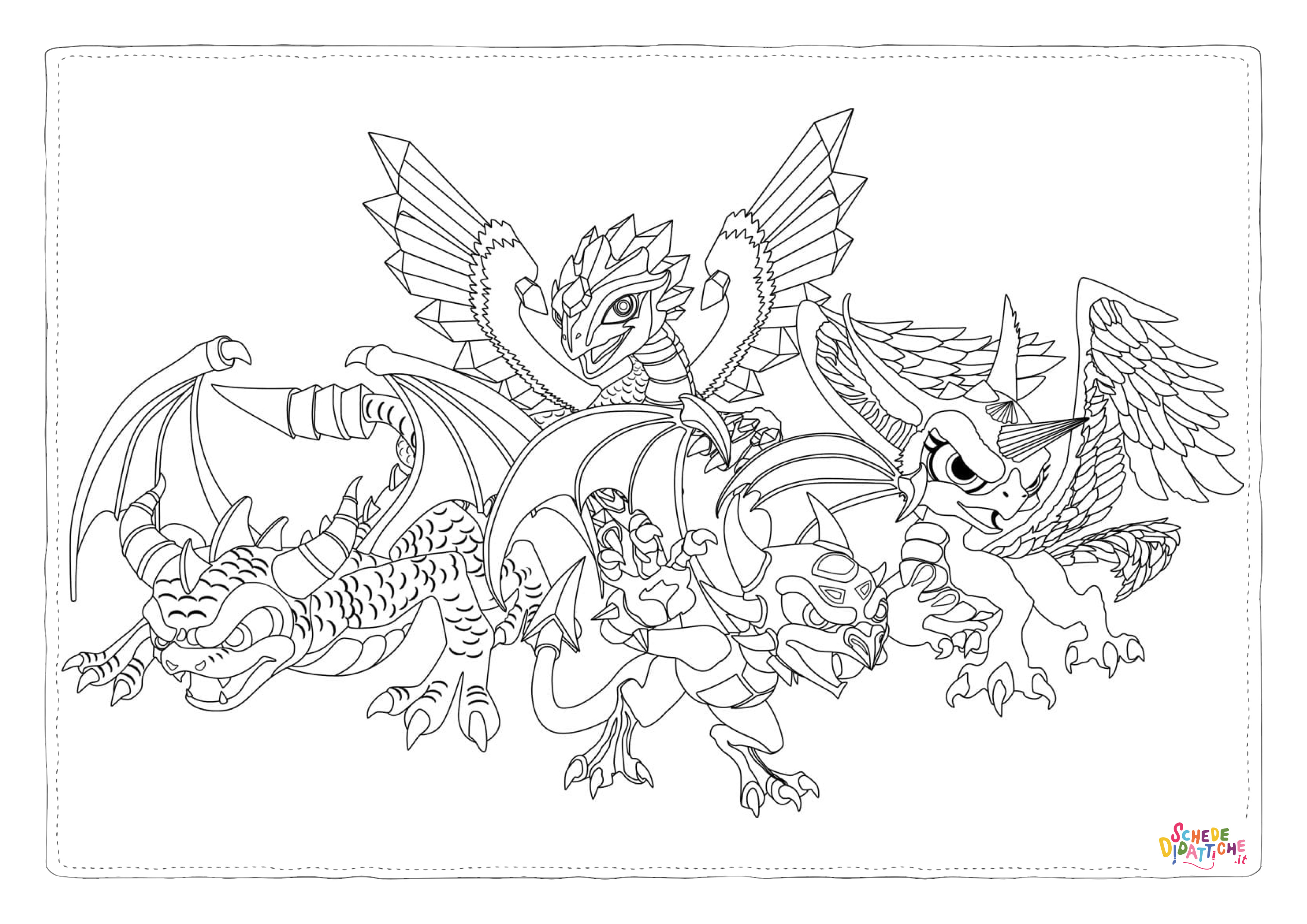 Disegno "Disegno di dragone da stampare e colorare 220" Disegno di dragone da stampare e colorare 220