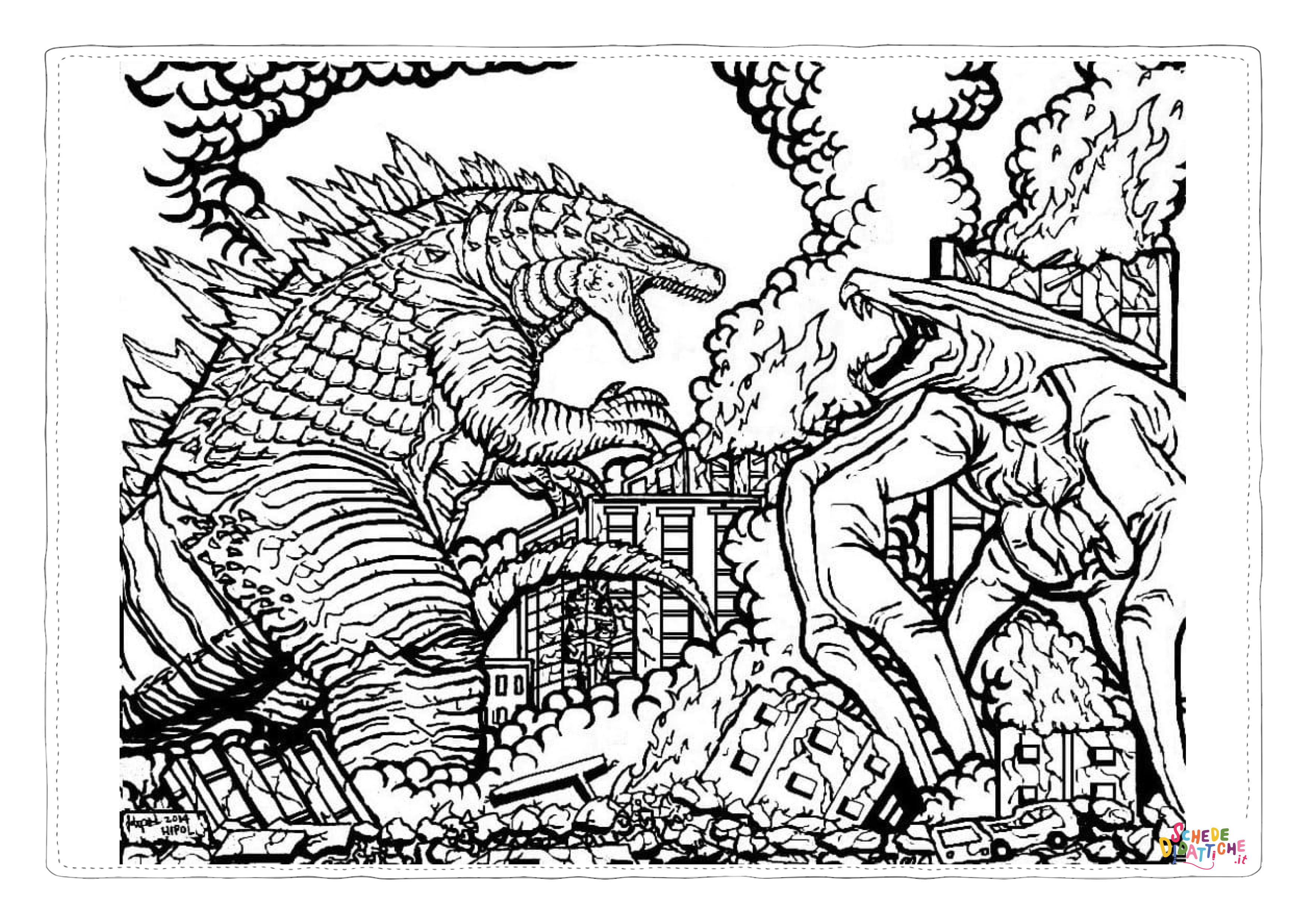 Disegno "Disegno di Godzilla da stampare e colorare 5" Disegno di Godzilla da stampare e colorare 5