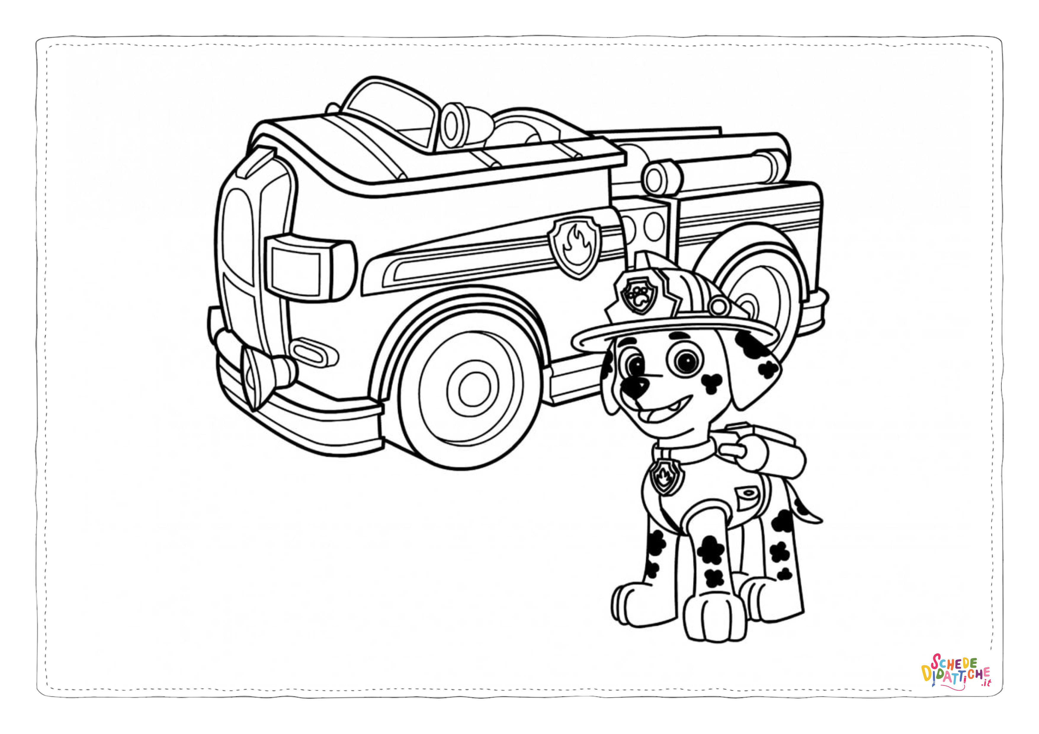 Disegno "Disegno di Paw Patrol - Cane pompiere da stampare e colorare 34" Disegno di Paw Patrol - Cane pompiere da stampare e colorare 34