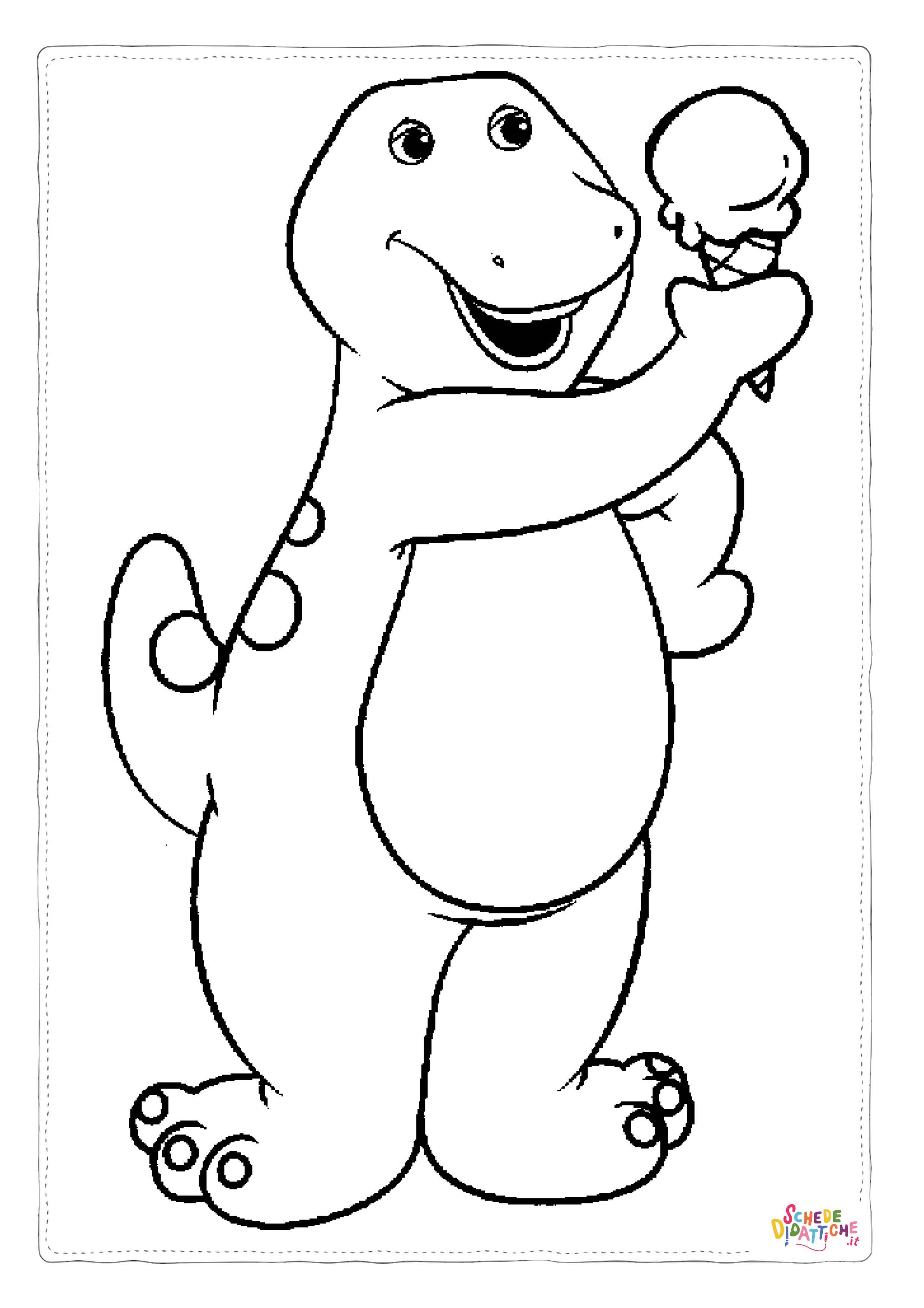 Disegno "Disegno di Barney il dinosauro da stampare e colorare 19" Disegno di Barney il dinosauro da stampare e colorare 19