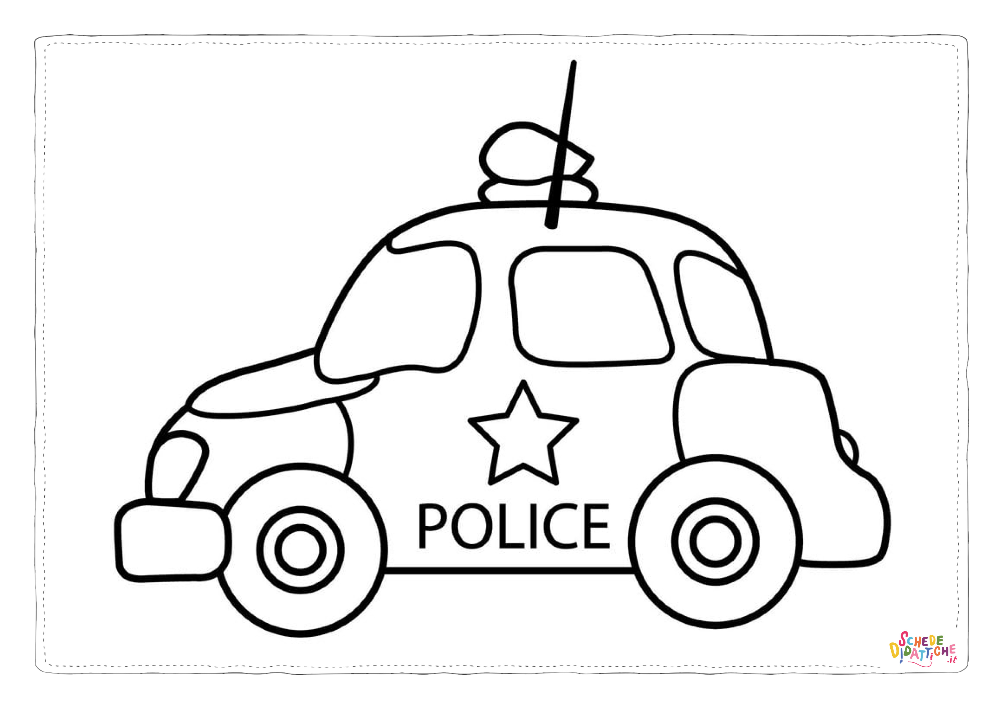 Disegno di auto della polizia da stampare e colorare 16