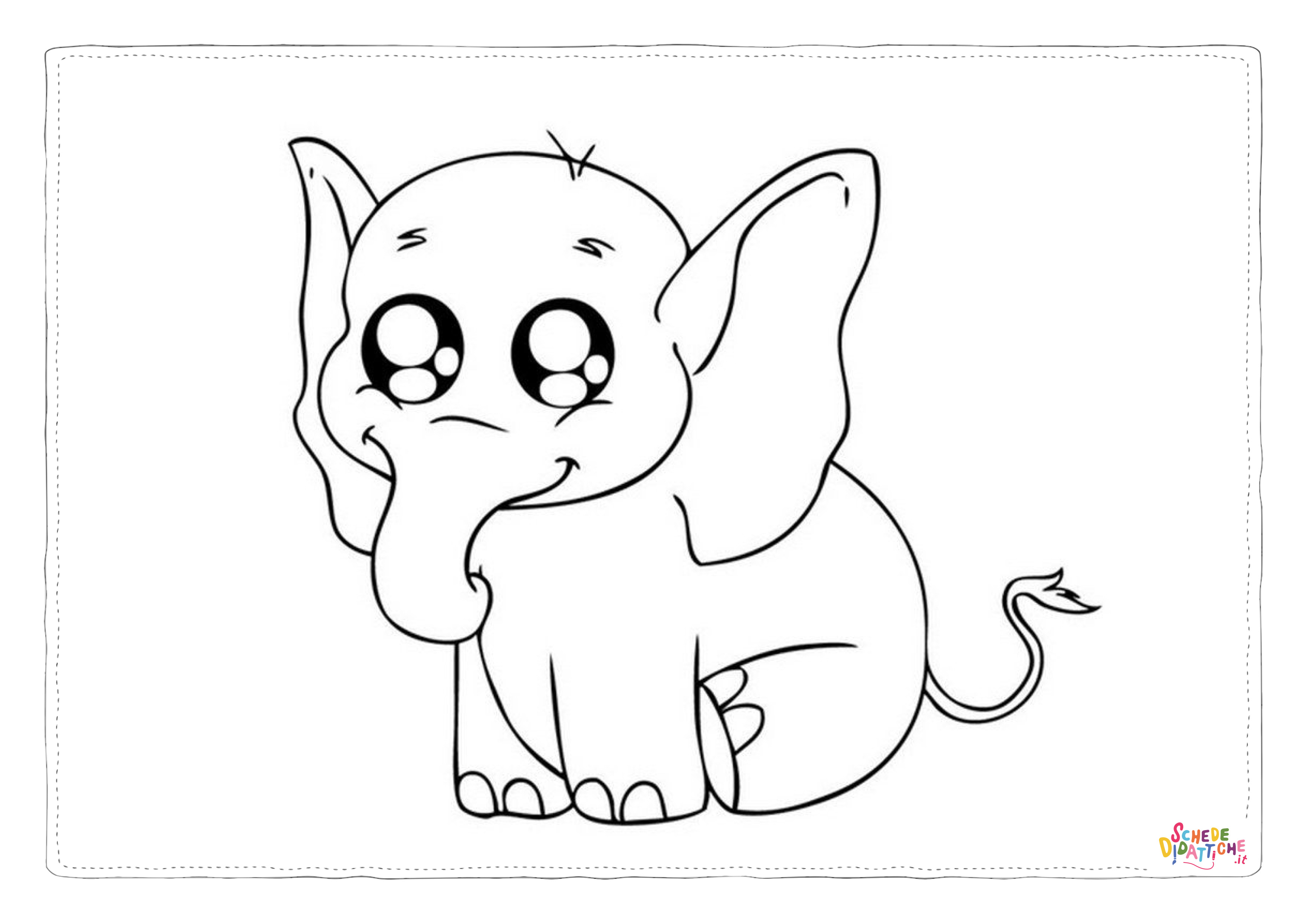 Disegno "Disegno di elefante da stampare e colorare 128" Disegno di elefante da stampare e colorare 128