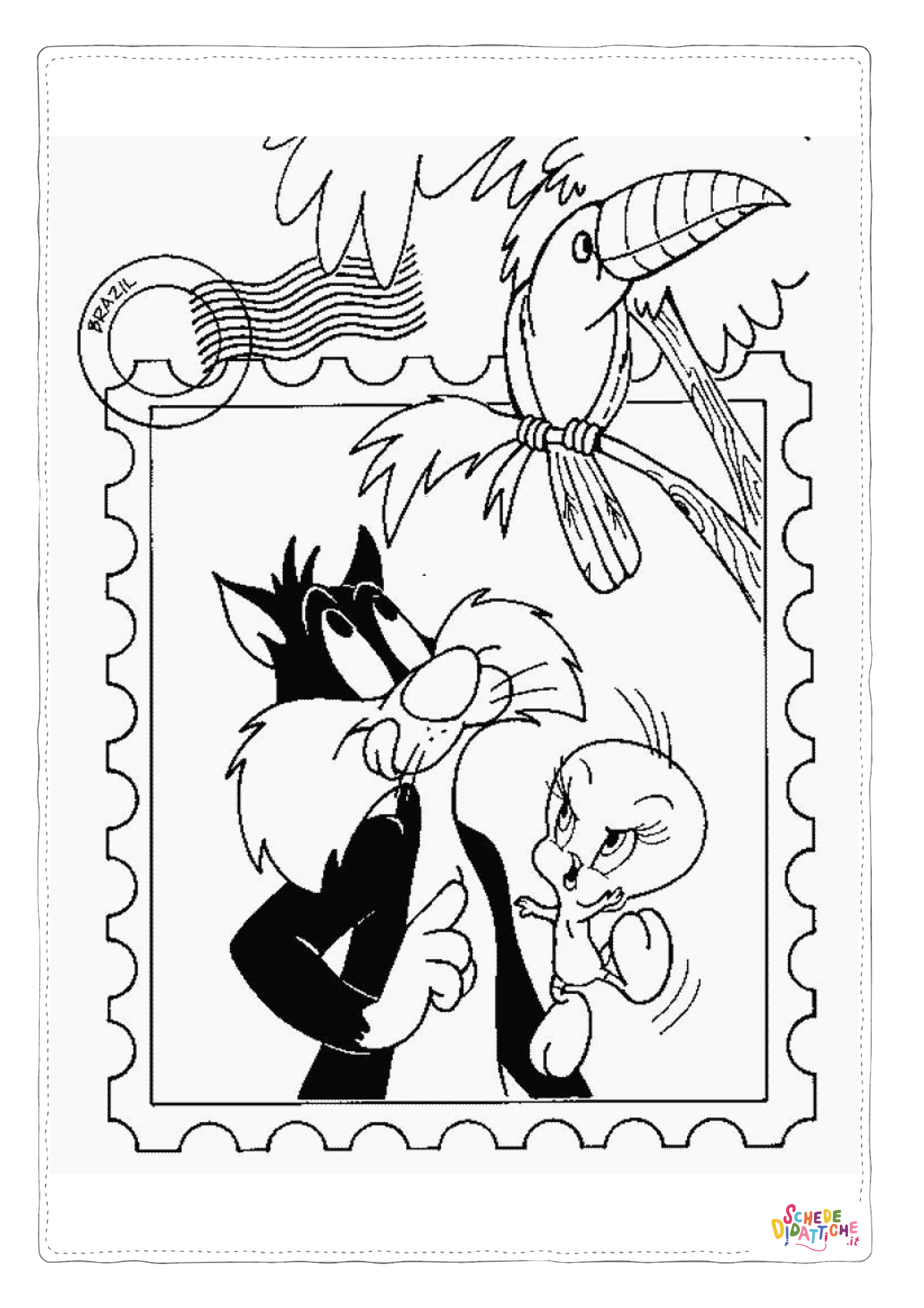 Disegno "Disegno di Silvestro da stampare e colorare 11" Disegno di Silvestro da stampare e colorare 11