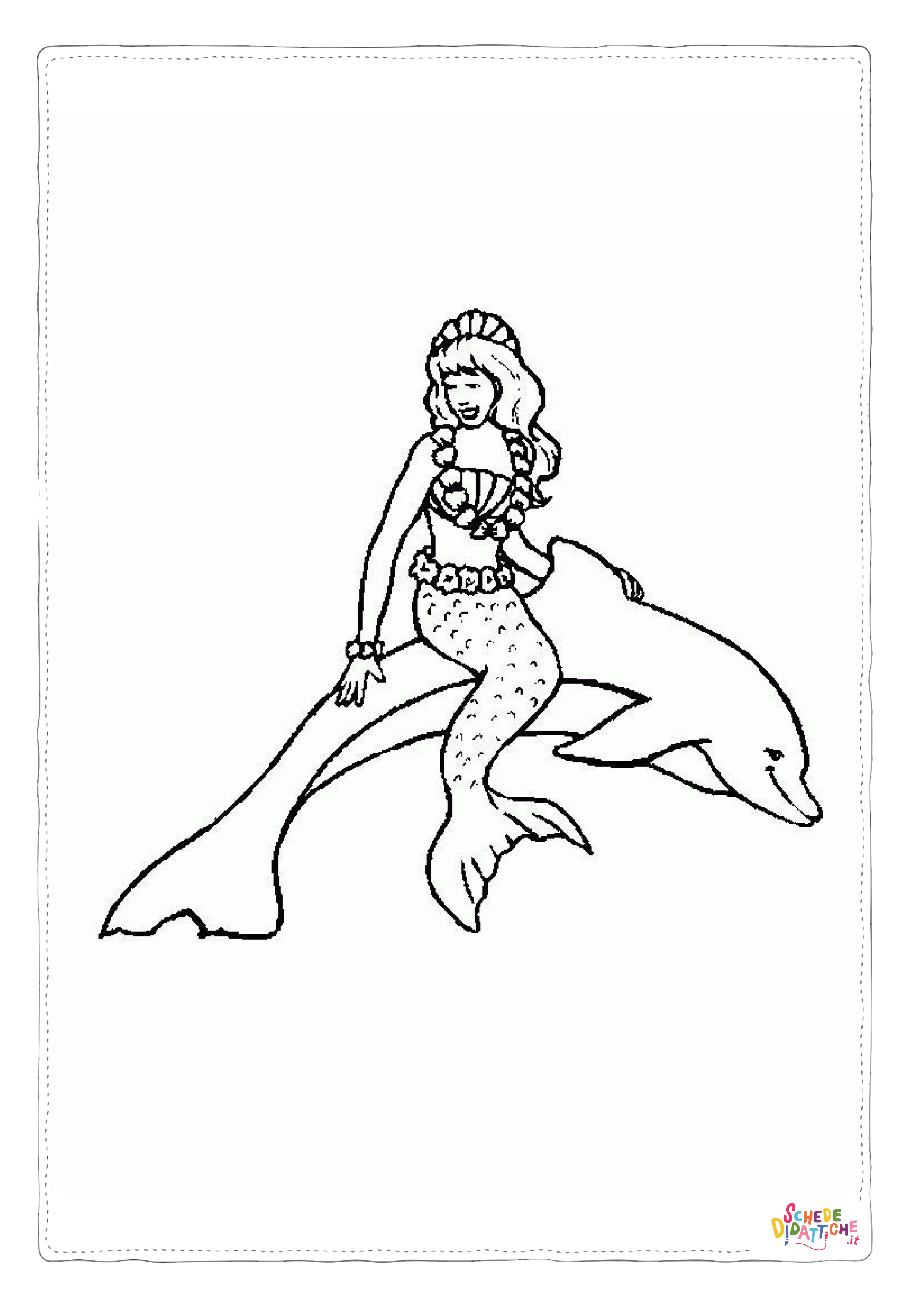Disegno "Disegno di sirena da stampare e colorare" Disegno di sirena da stampare e colorare