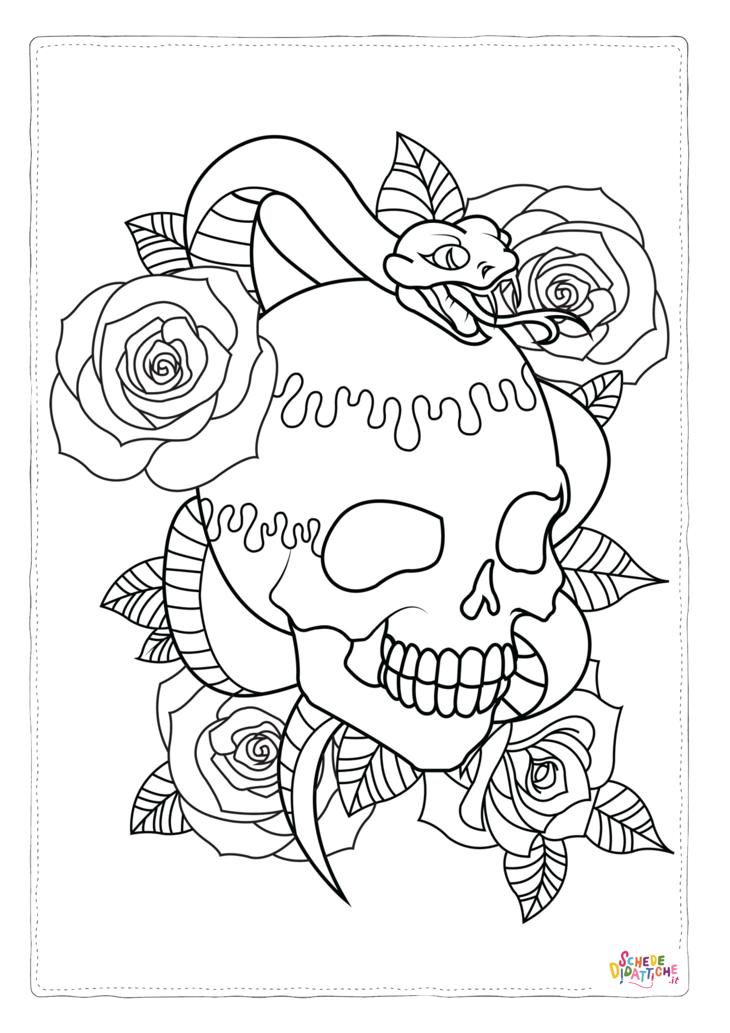 Disegno "Disegno di teschio e scheletro da stampare e colorare 57" Disegno di teschio e scheletro da stampare e colorare 57