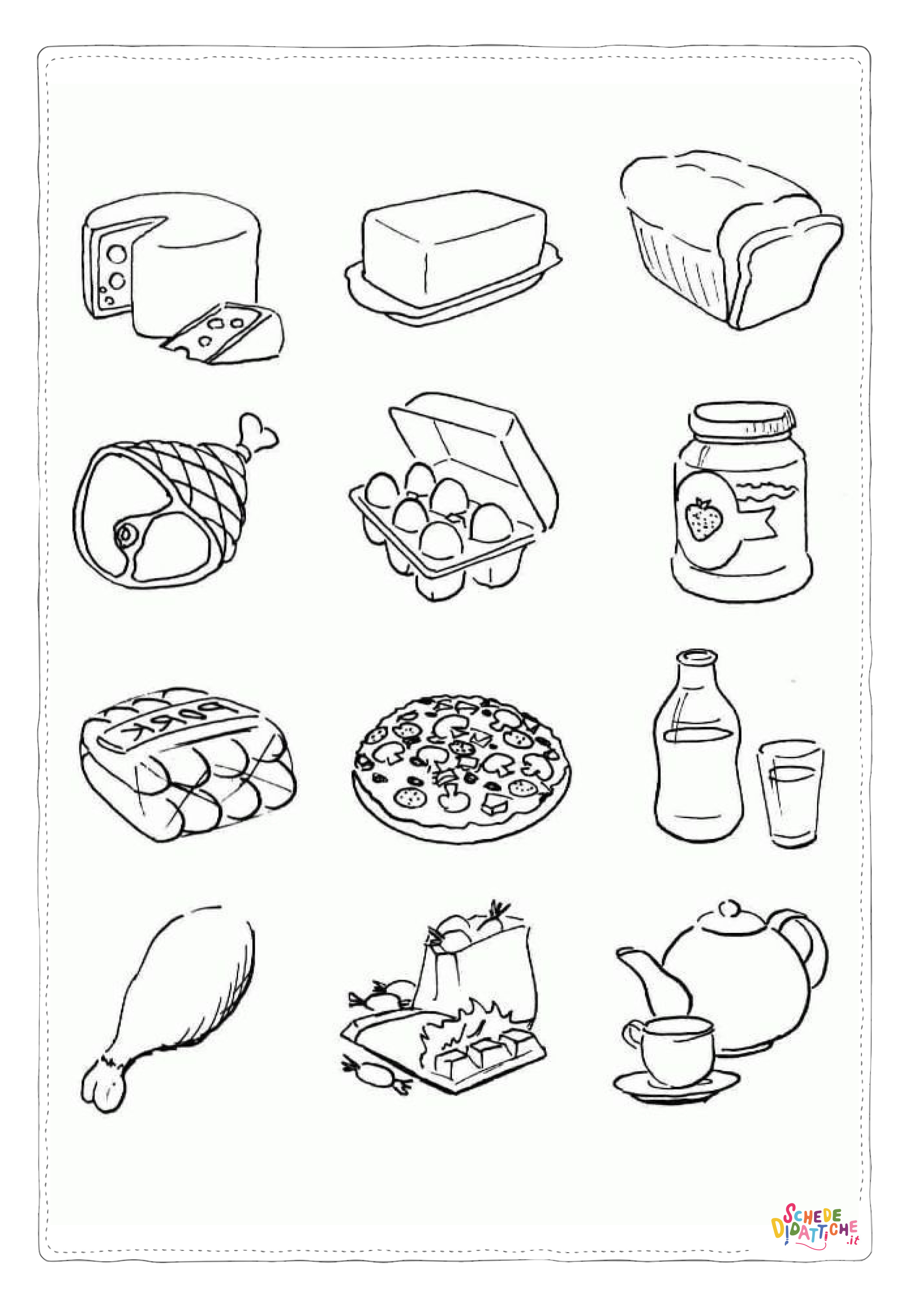Disegno di cibo vario da stampare e colorare 14