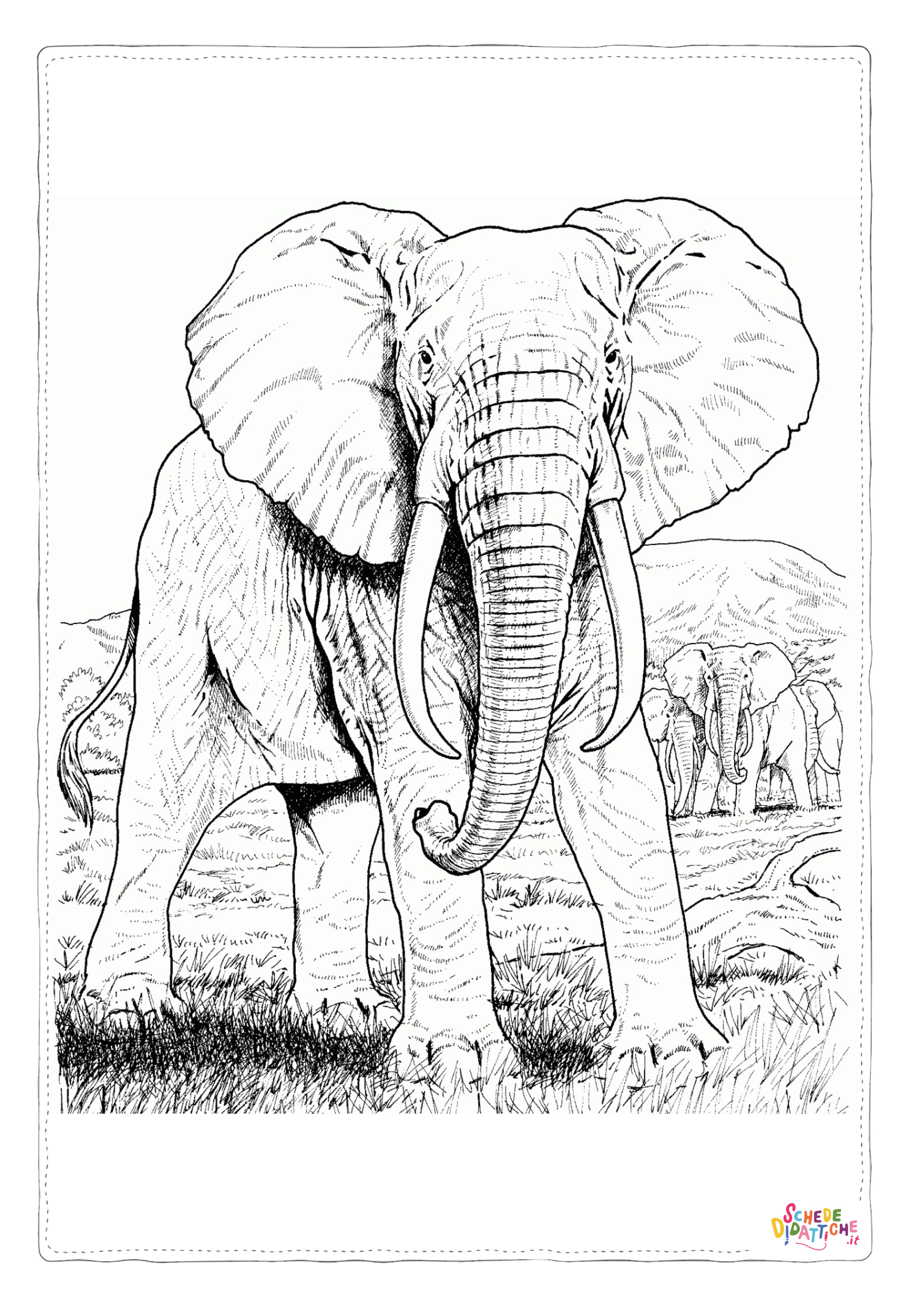 Disegno "Disegno di elefante da stampare e colorare 131" Disegno di elefante da stampare e colorare 131