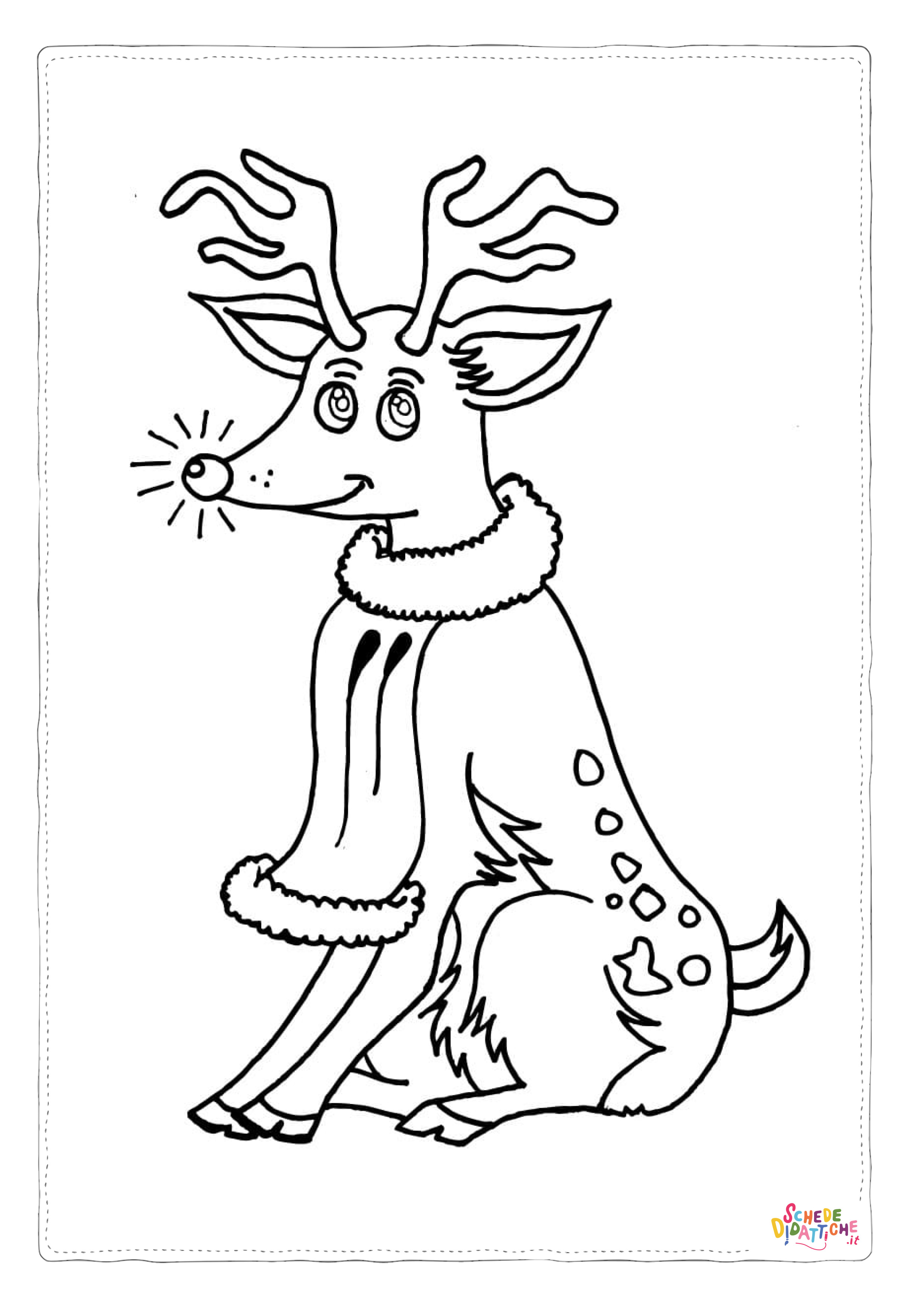 Disegno "Disegno di renna di Natale da stampare e colorare 22" Disegno di renna di Natale da stampare e colorare 22