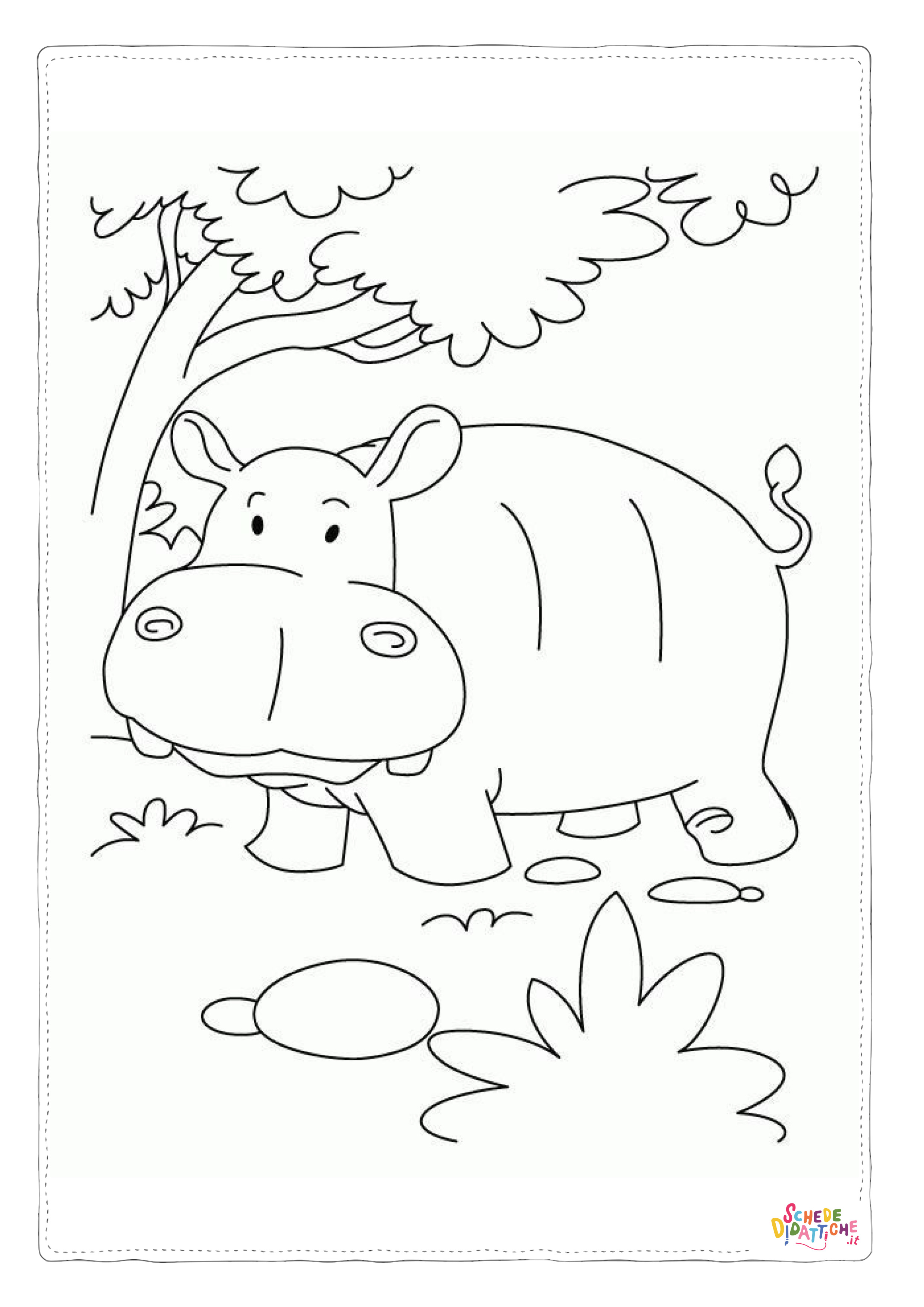 Disegno "Disegno di ippopotamo da stampare e colorare 47" Disegno di ippopotamo da stampare e colorare 47