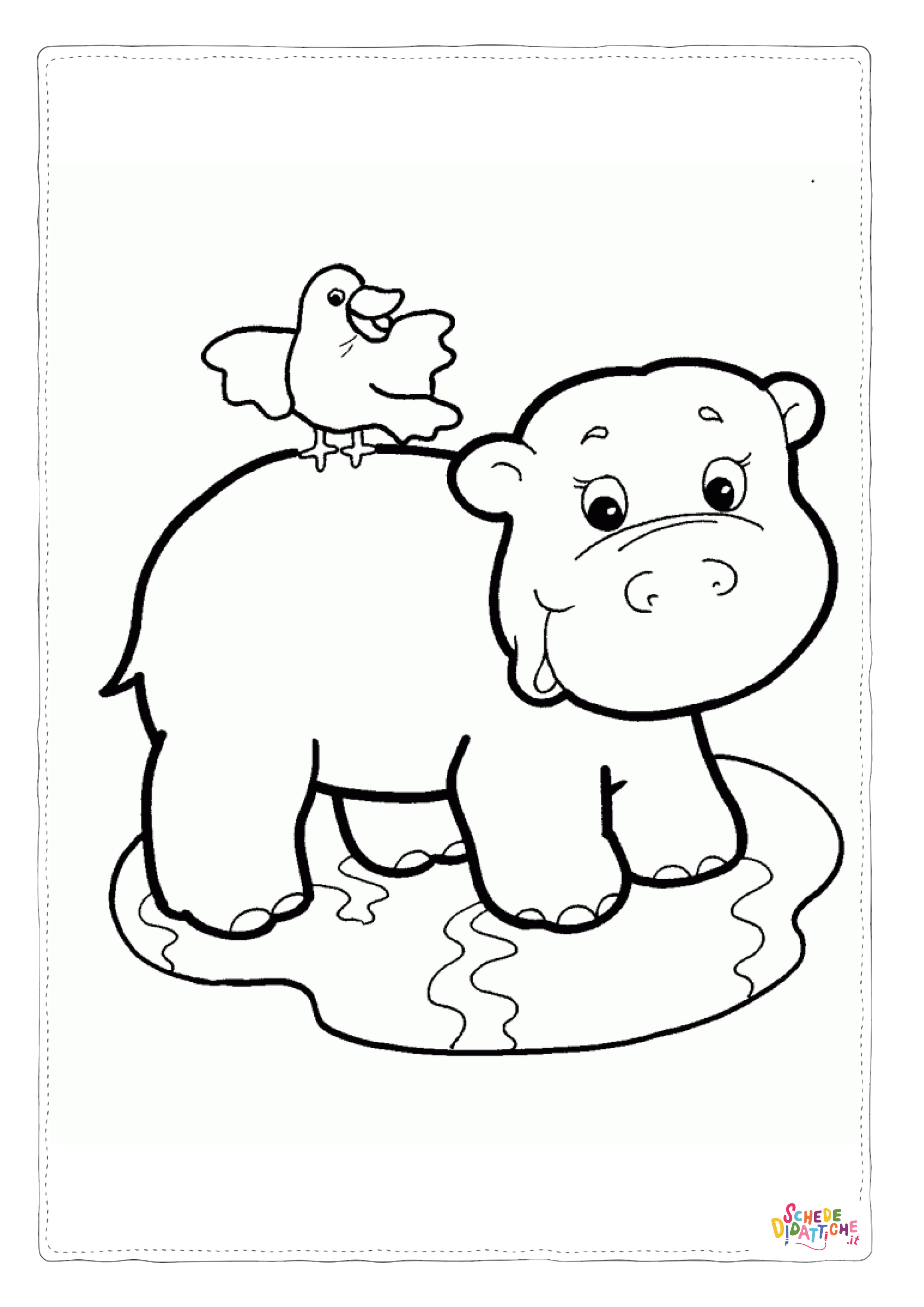 Disegno "Disegno di ippopotamo da stampare e colorare 38" Disegno di ippopotamo da stampare e colorare 38