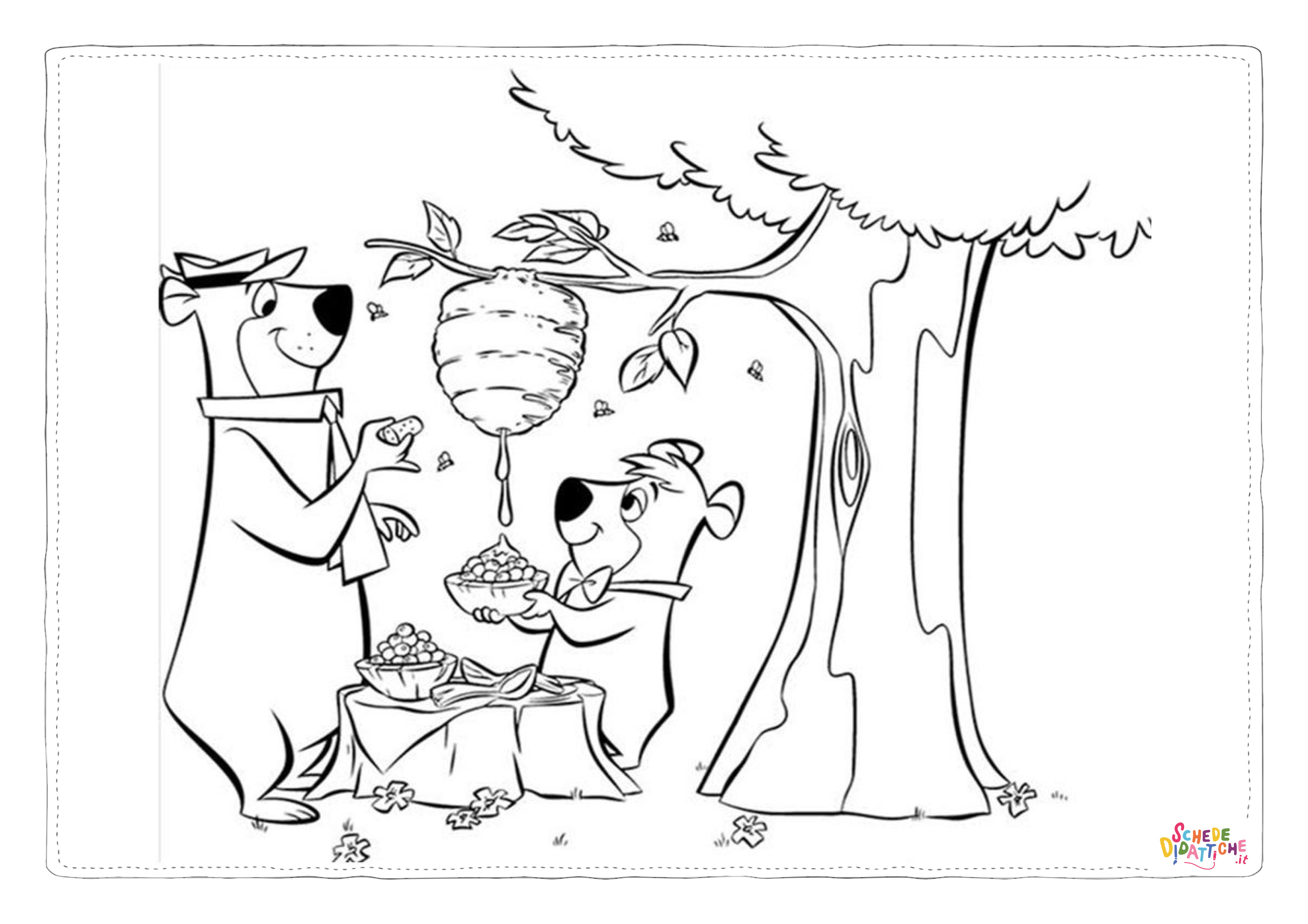 Disegno di Orso Yoghi da stampare e colorare 4