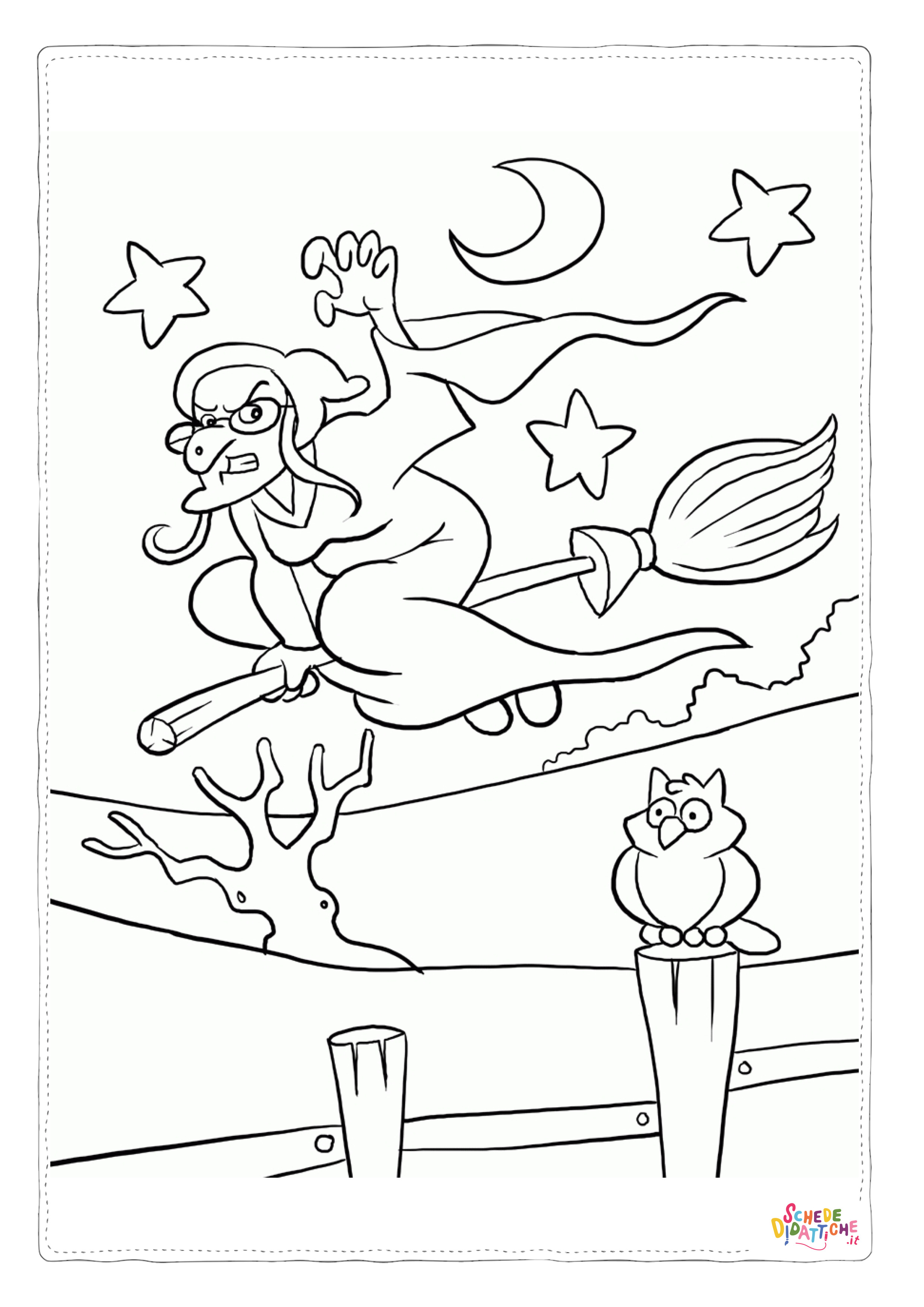 Disegno di Befana da stampare e colorare 10