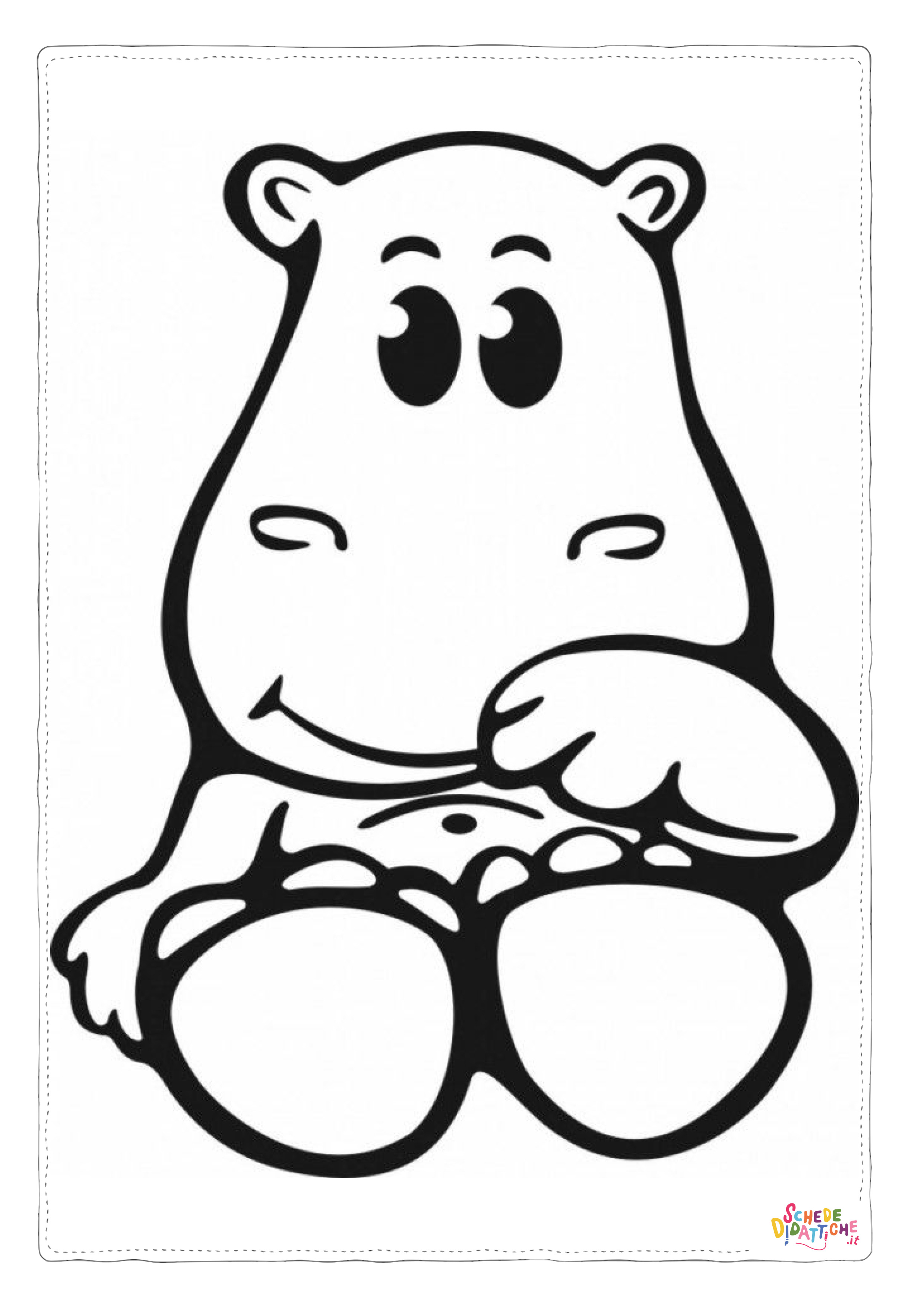 Disegno "Disegno di ippopotamo da stampare e colorare 31" Disegno di ippopotamo da stampare e colorare 31