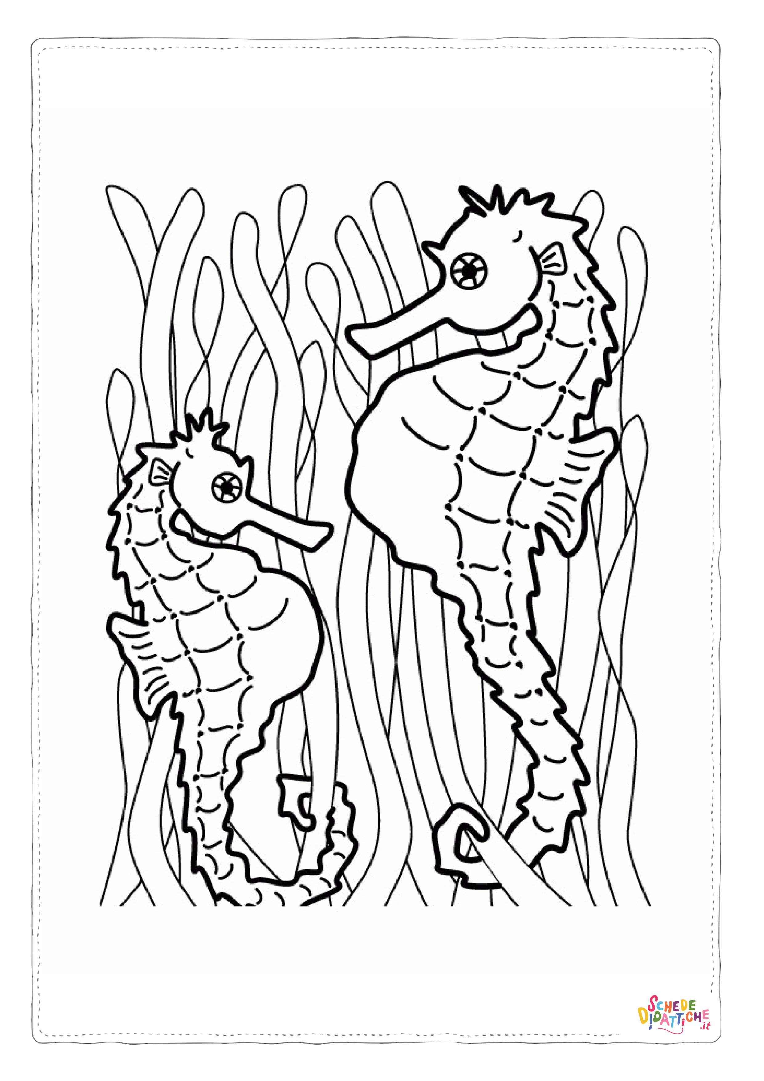 Disegno "Disegno di cavalluccio marino da stampare e colorare 12" Disegno di cavalluccio marino da stampare e colorare 12