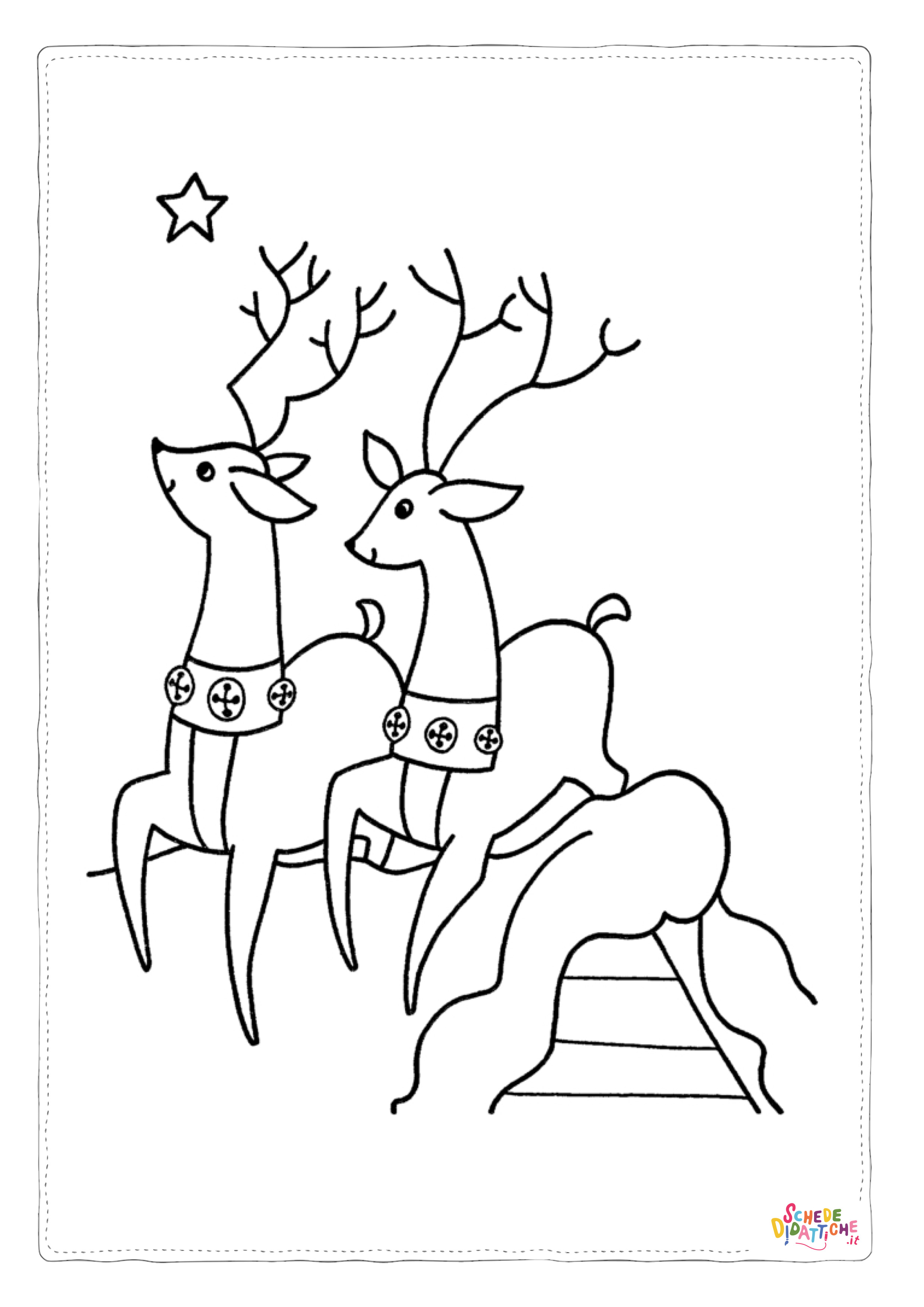 Disegno "Disegno di renna di Natale da stampare e colorare 34" Disegno di renna di Natale da stampare e colorare 34