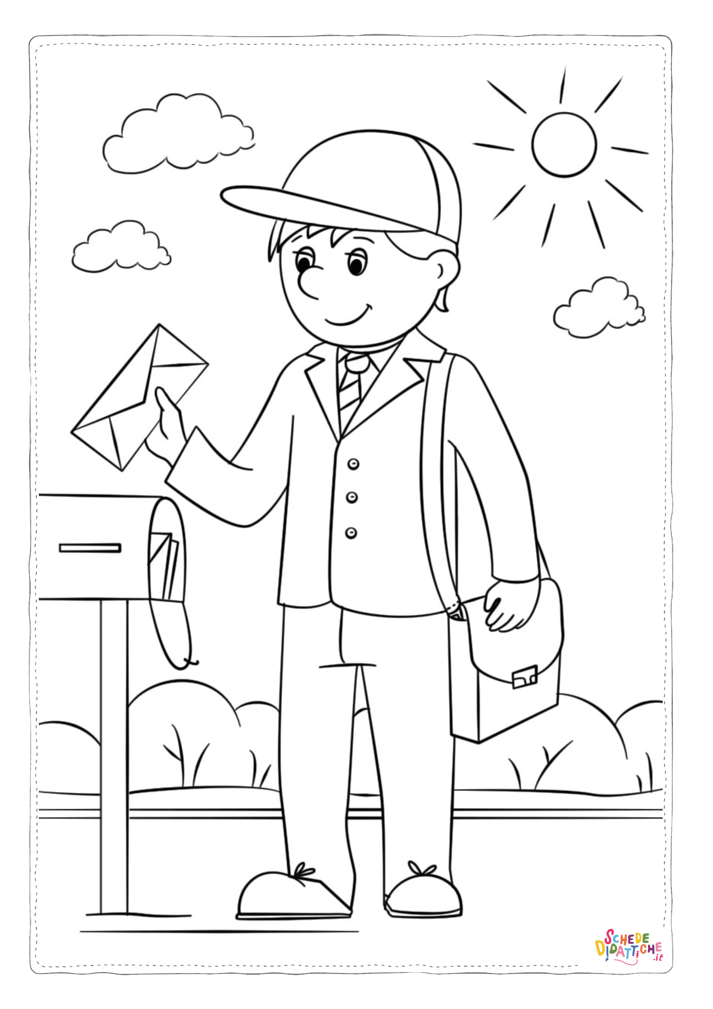 Disegno "Disegno di postino da stampare e colorare 9" Disegno di postino da stampare e colorare 9