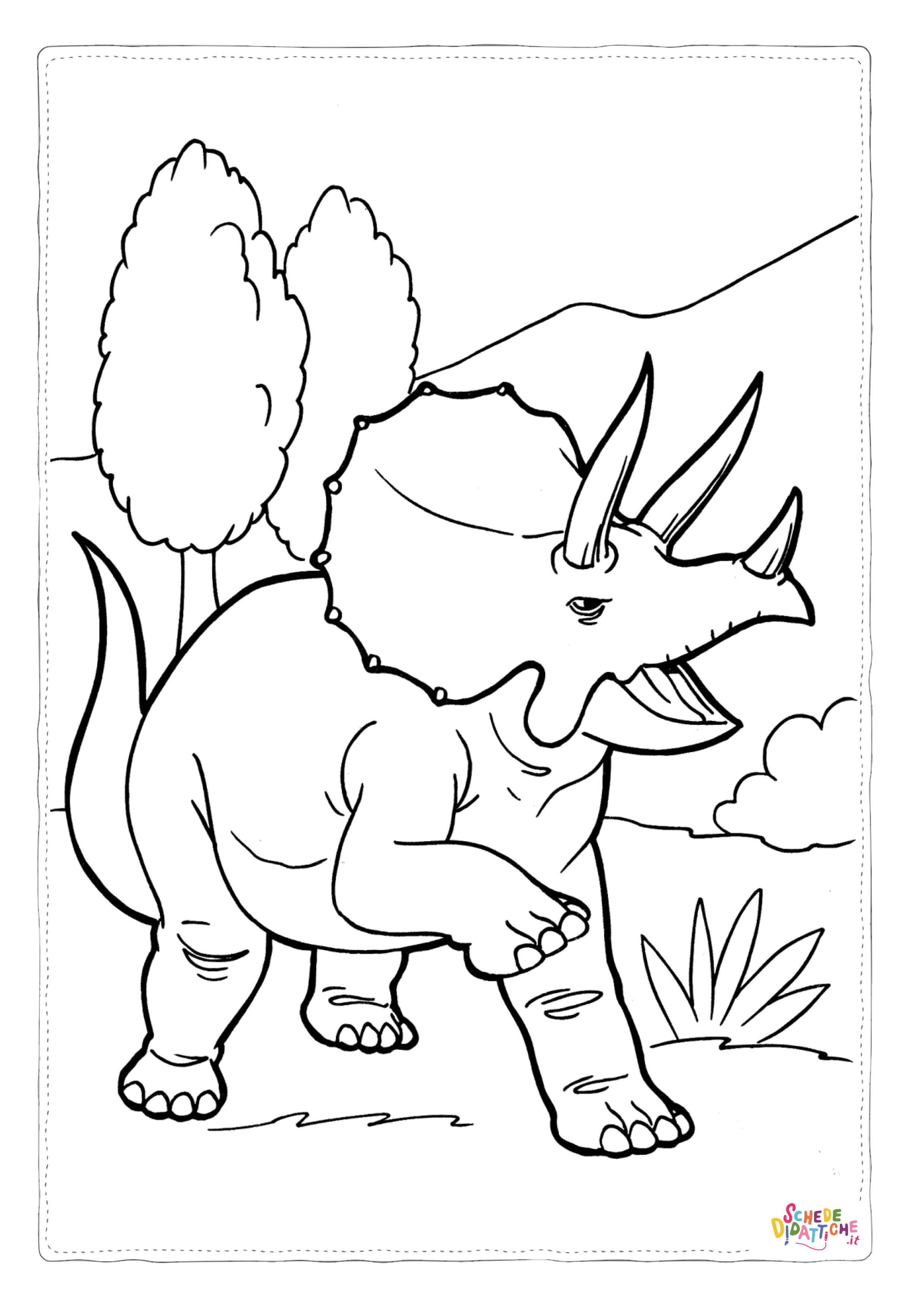 Disegno "Disegno di Triceratopo da stampare e colorare 25" Disegno di Triceratopo da stampare e colorare 25