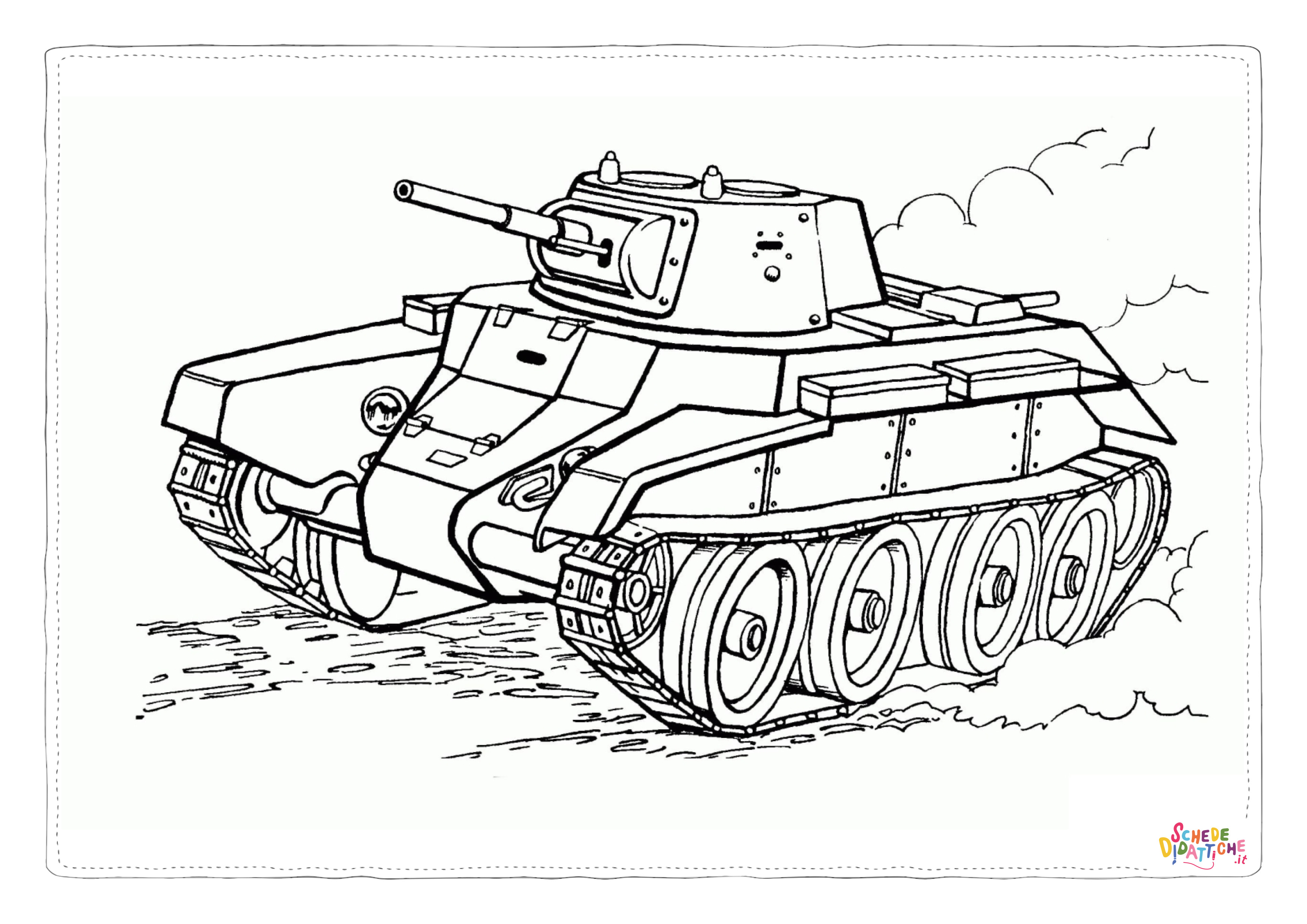 Disegno di carro armato da stampare e colorare 7