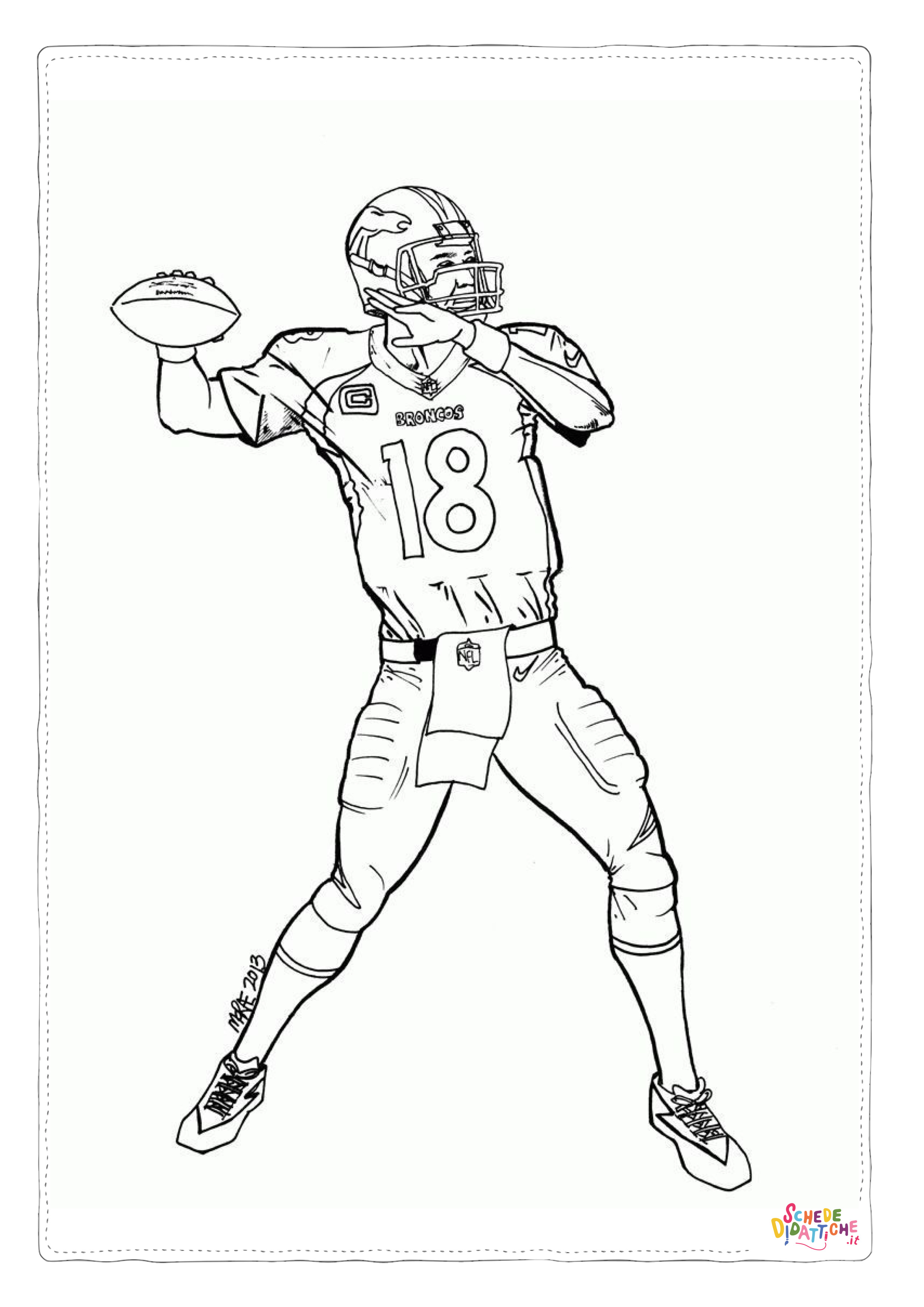 Disegno "Disegno di football americano da stampare e colorare 57" Disegno di football americano da stampare e colorare 57