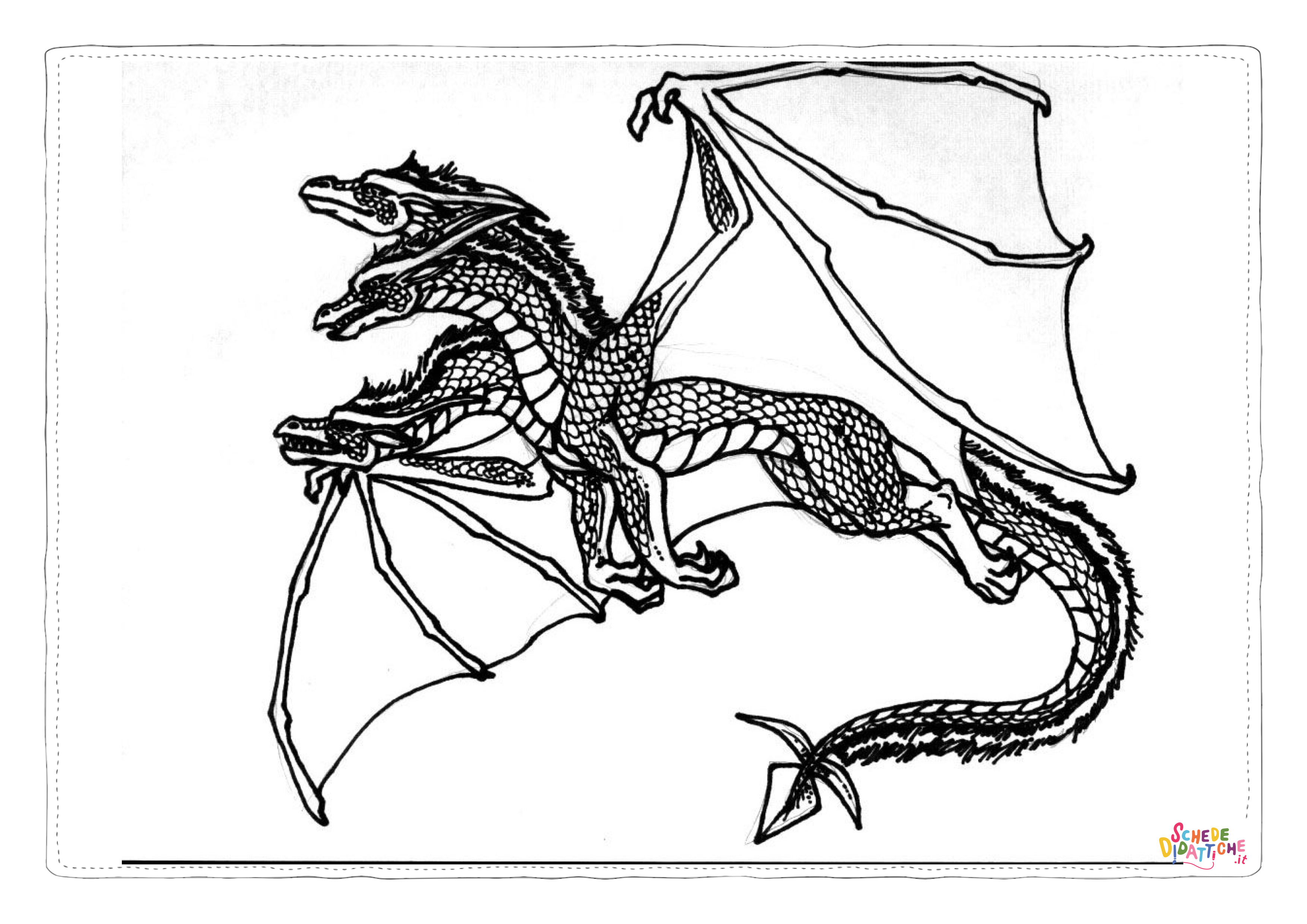 Disegno "Disegno di dragone da stampare e colorare 169" Disegno di dragone da stampare e colorare 169