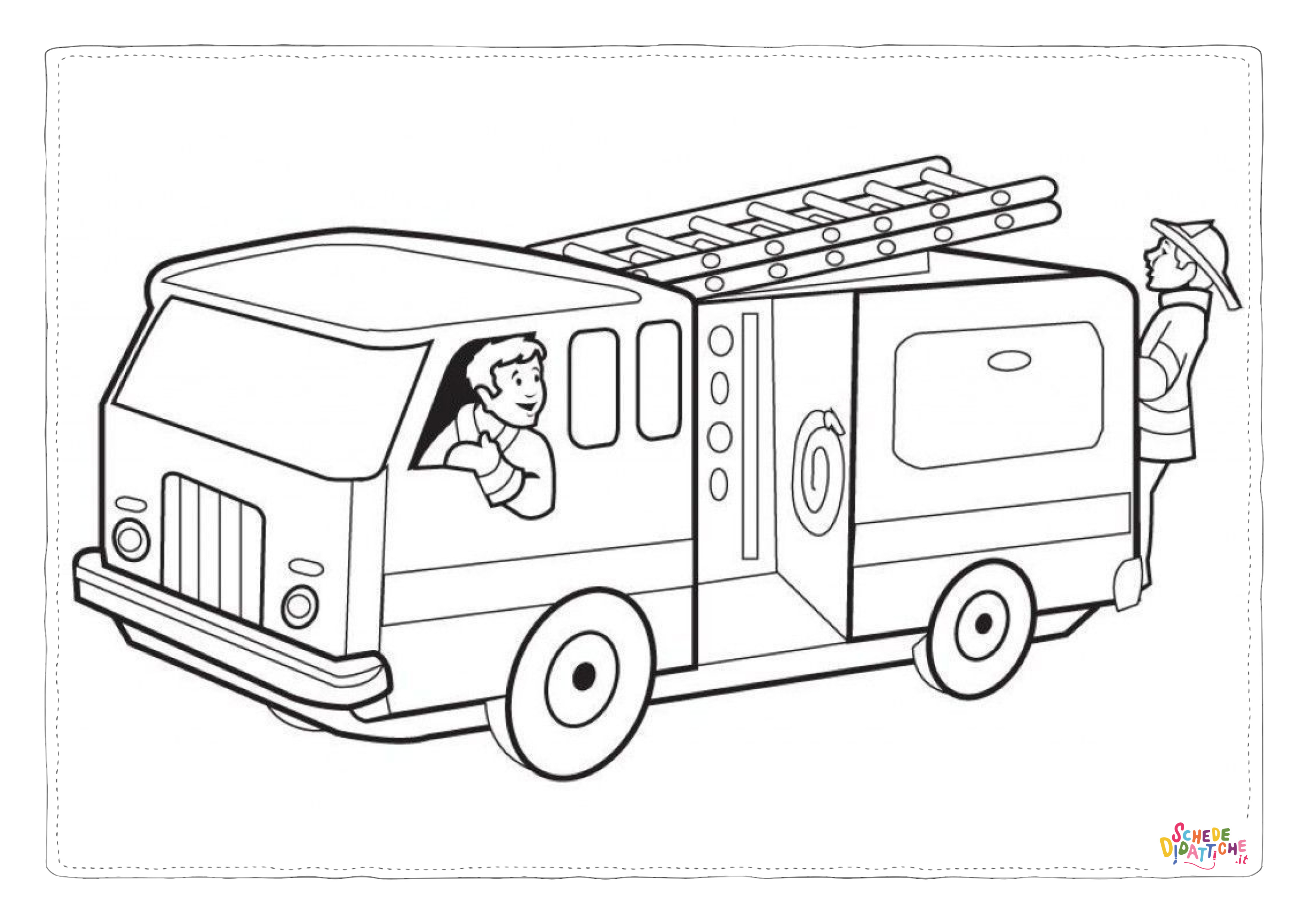 Disegno di camion dei pompieri da stampare e colorare 43