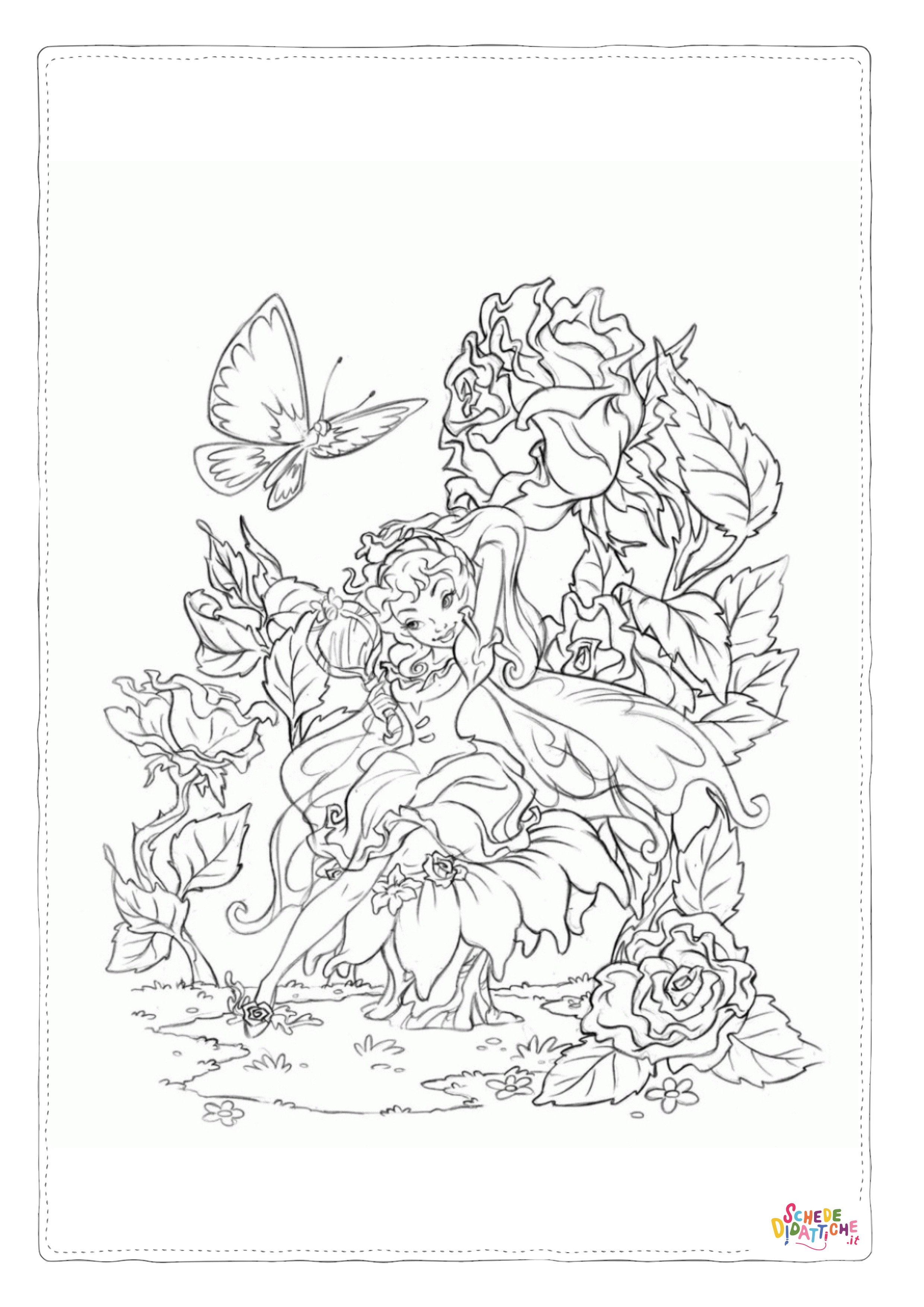 Disegno "Disegno di fata da stampare e colorare 43" Disegno di fata da stampare e colorare 43