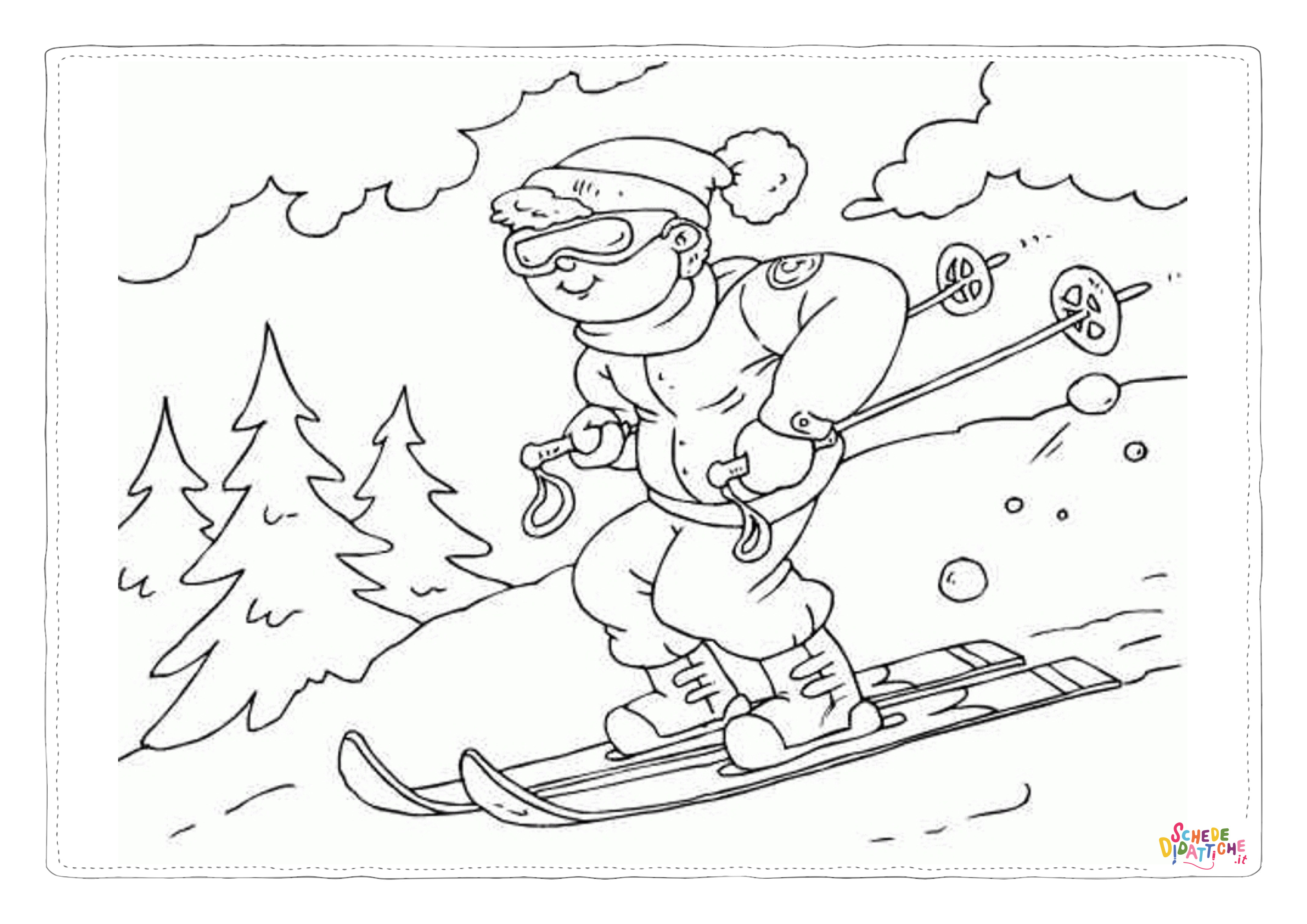 Disegno di sci da stampare e colorare 16