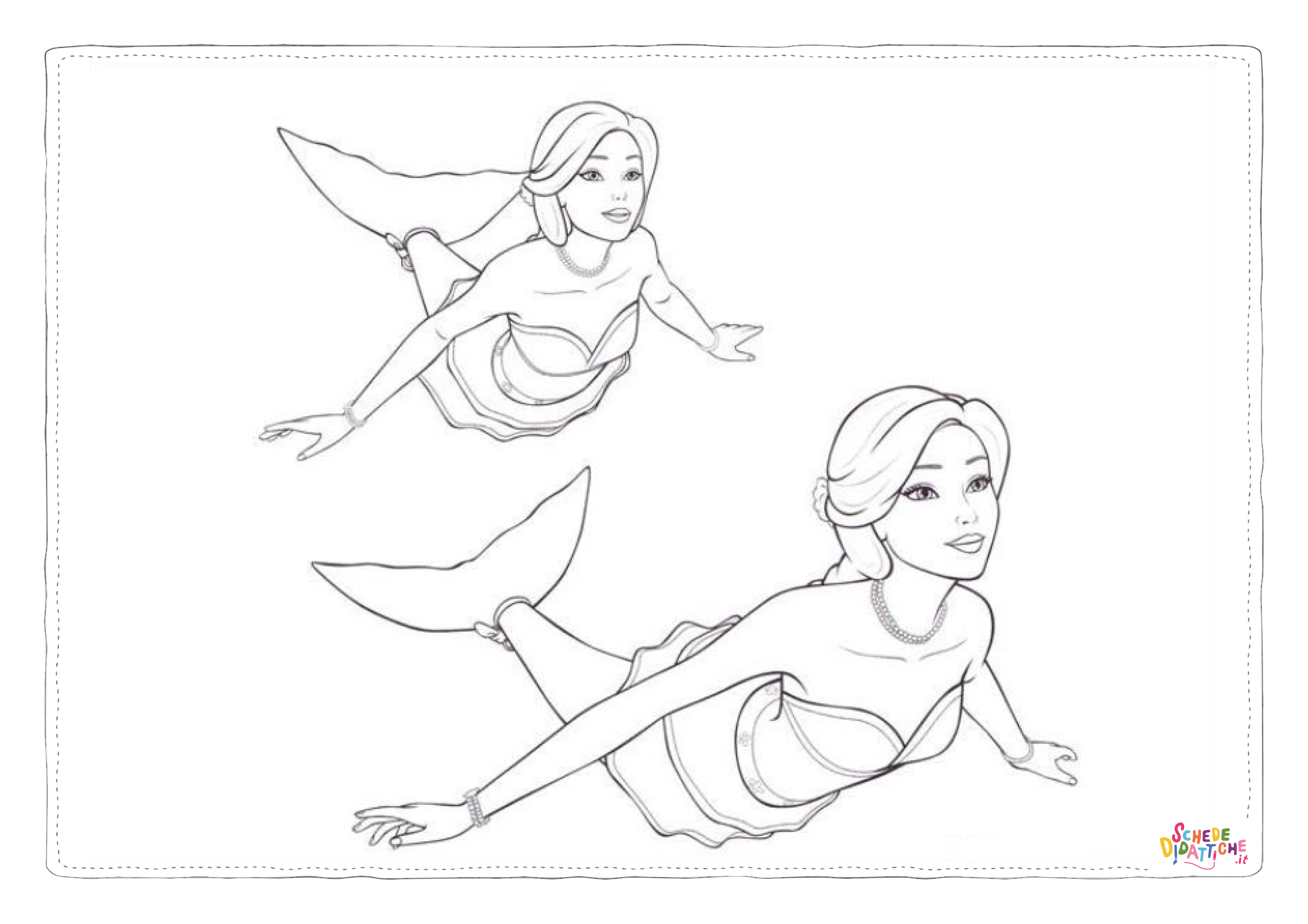 Disegno di Barbie Sirena da stampare e colorare 1