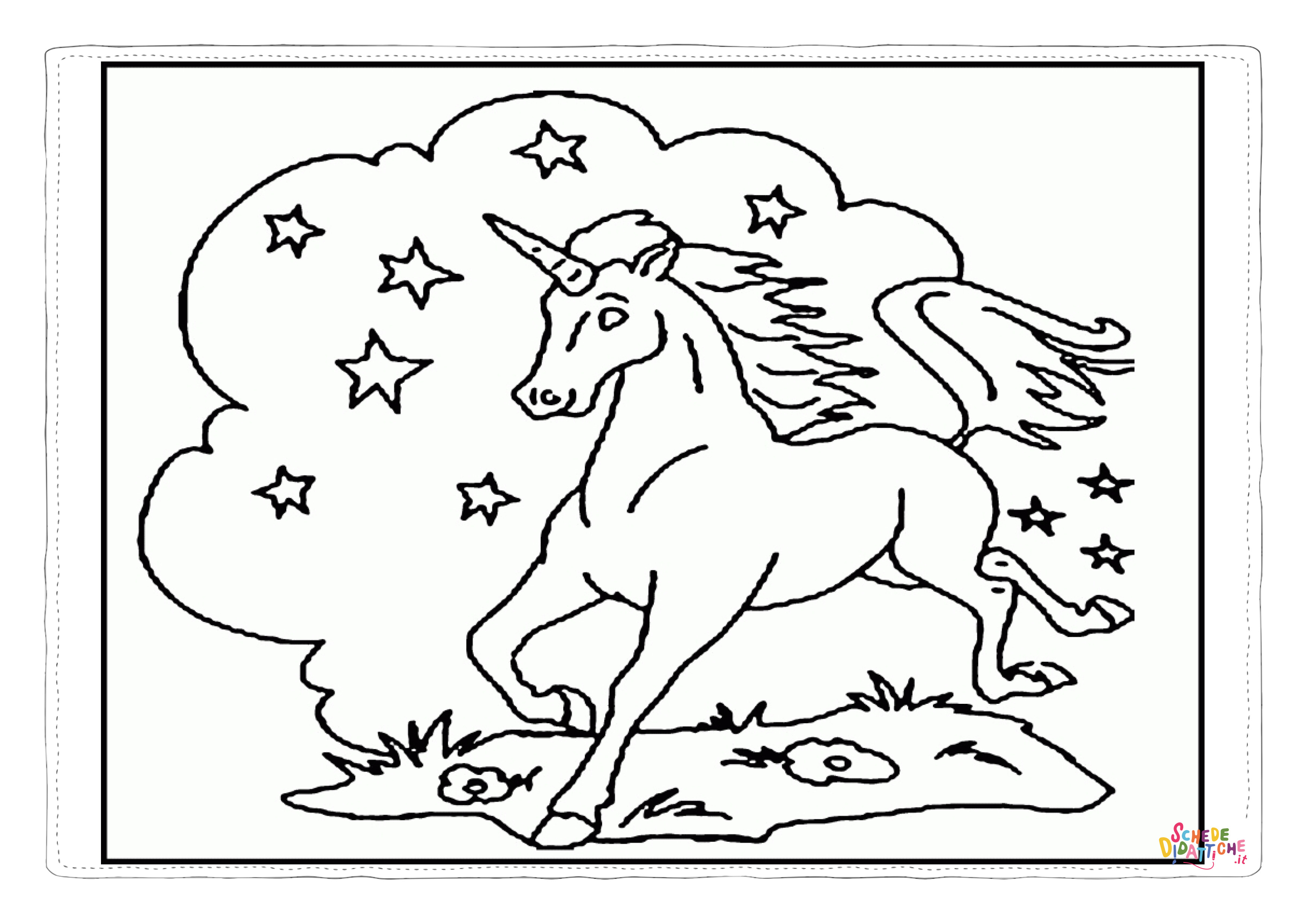 Disegno di unicorno da stampare e colorare 154