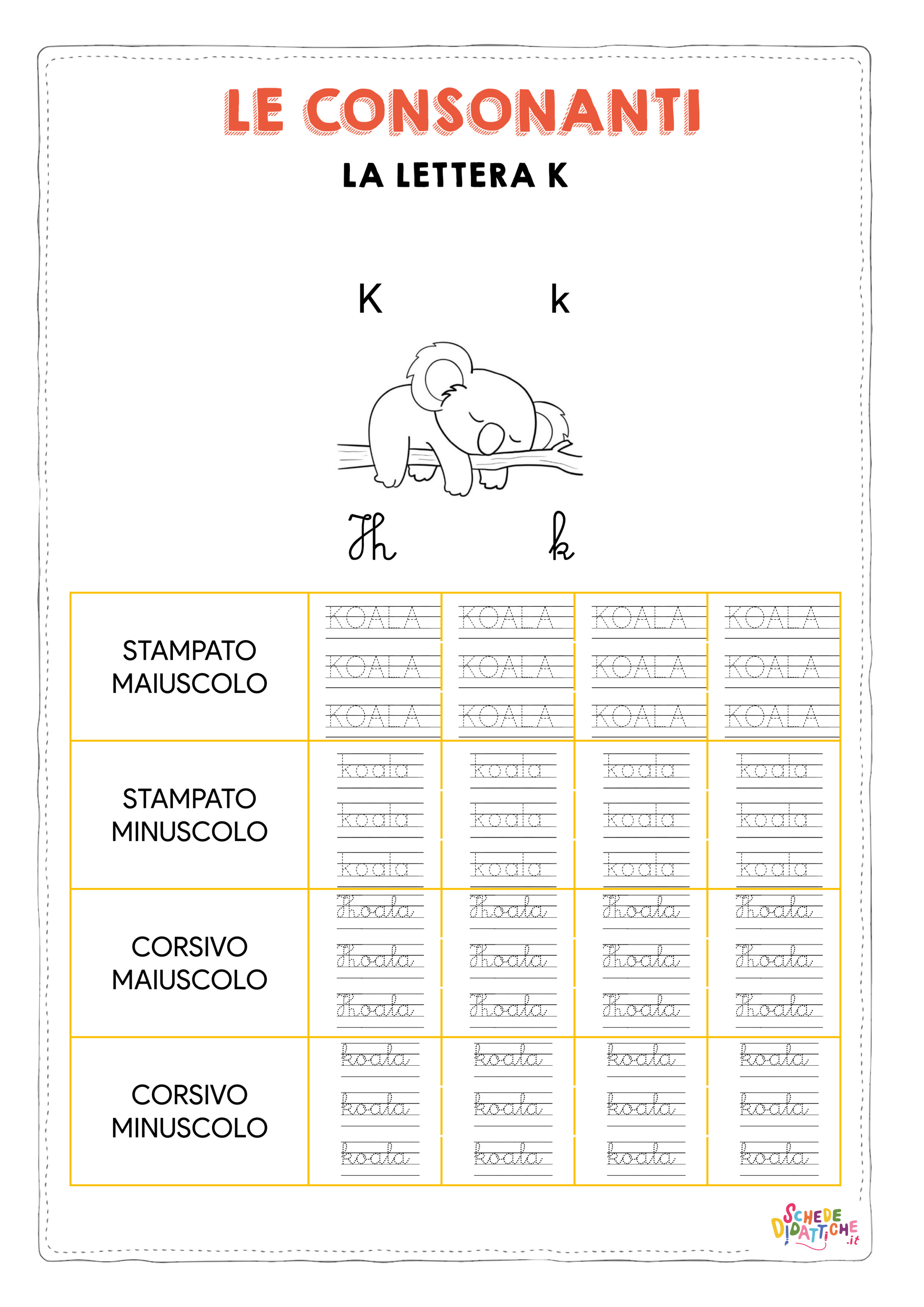 Disegno "scheda sulla K nera - versione 1 parola" scheda sulla K nera - versione 1 parola