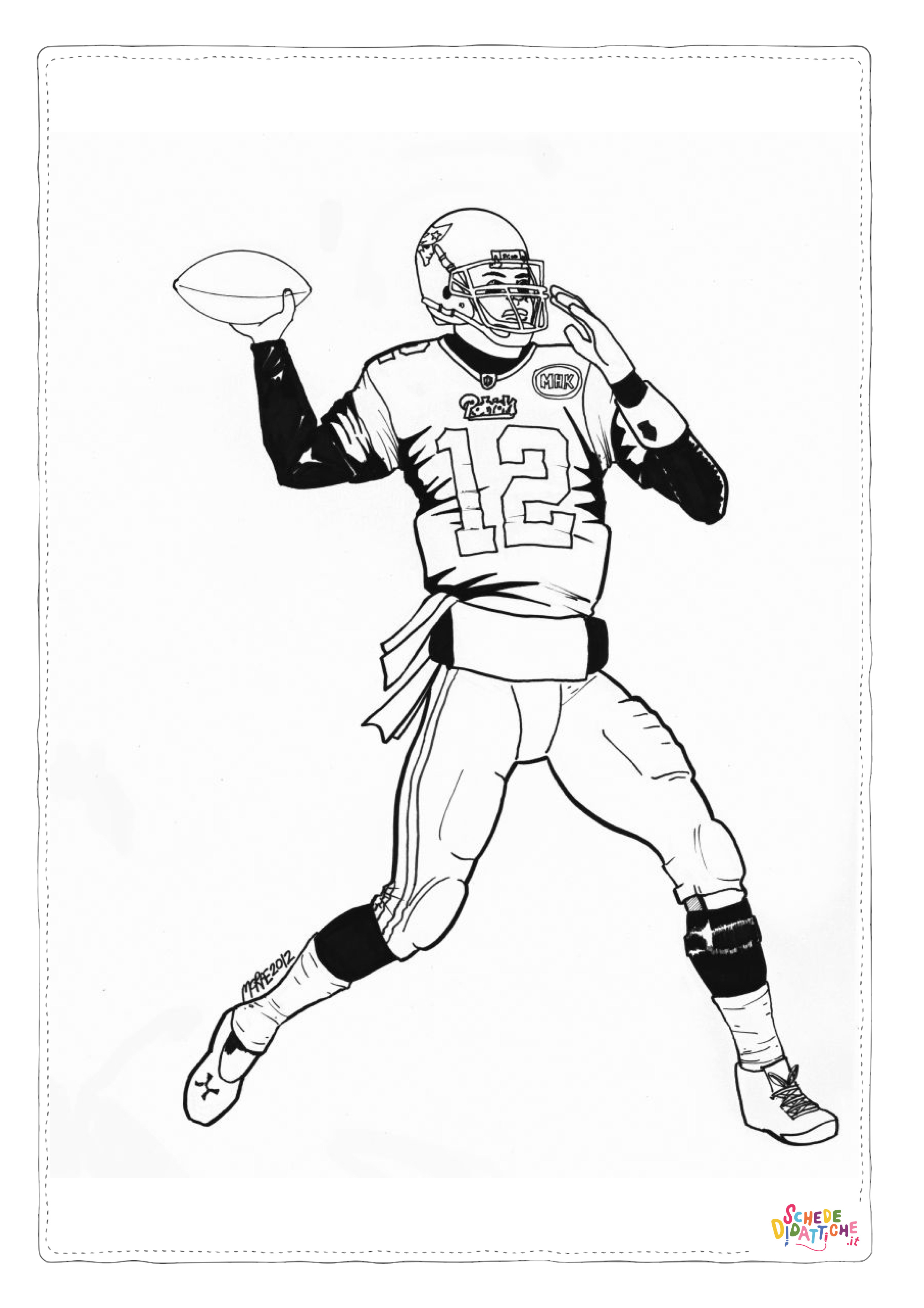 Disegno "Disegno di football americano da stampare e colorare 74" Disegno di football americano da stampare e colorare 74