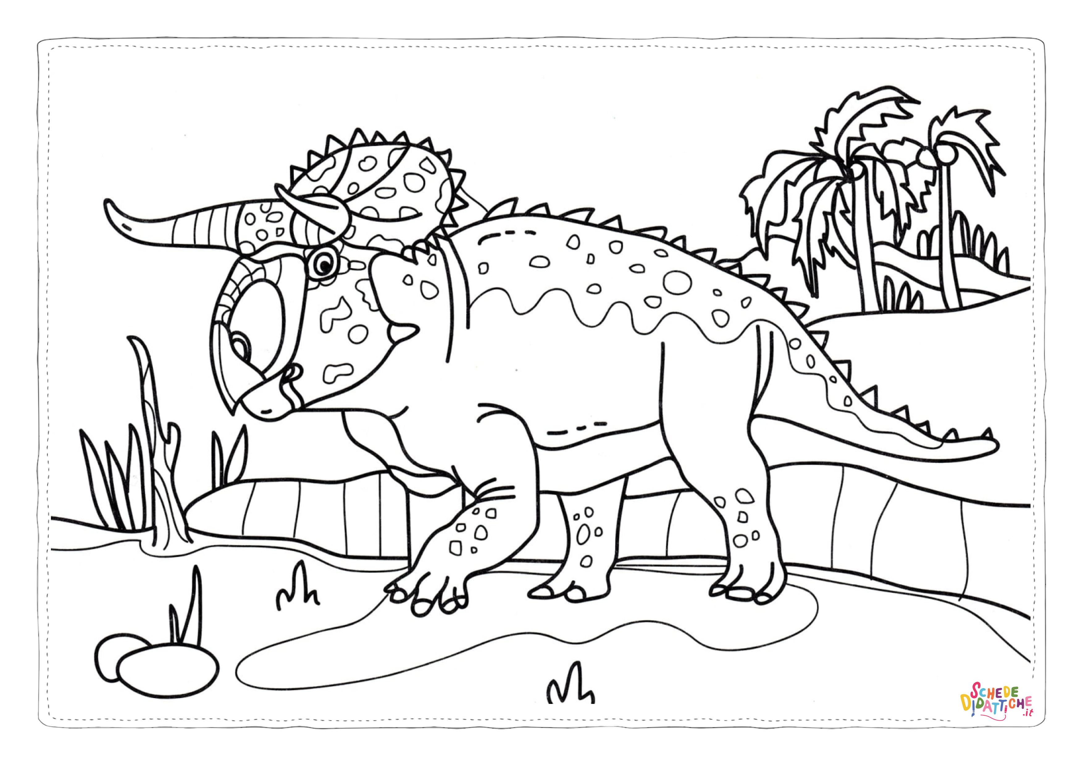 Disegno "Disegno di Triceratopo da stampare e colorare 32" Disegno di Triceratopo da stampare e colorare 32