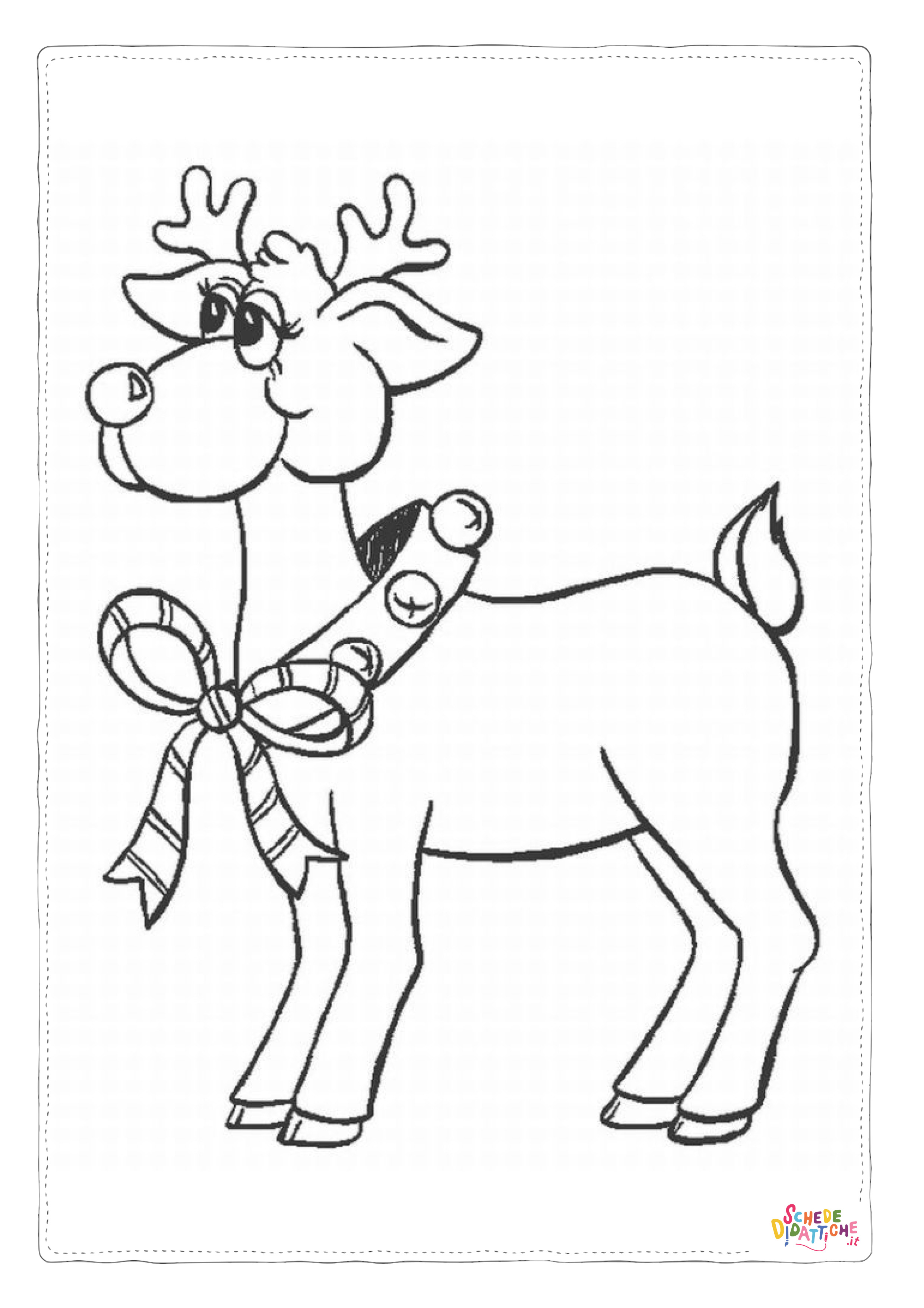 Disegno di renna di Natale da stampare e colorare