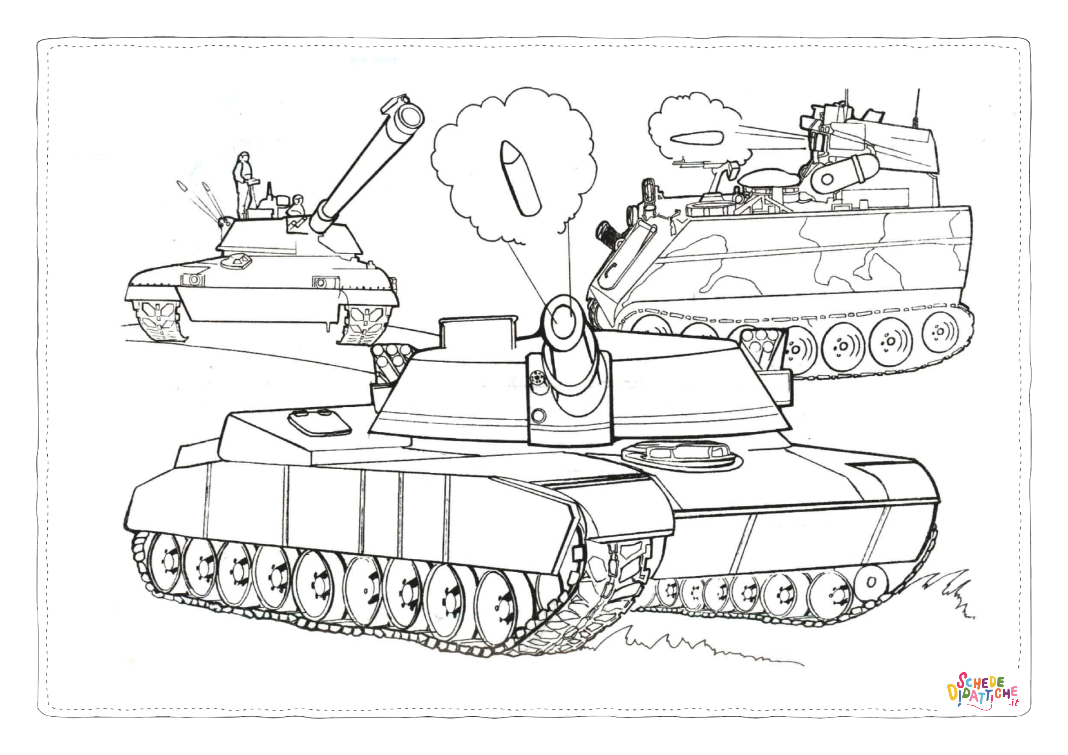 Disegno di carro armato da stampare e colorare 42