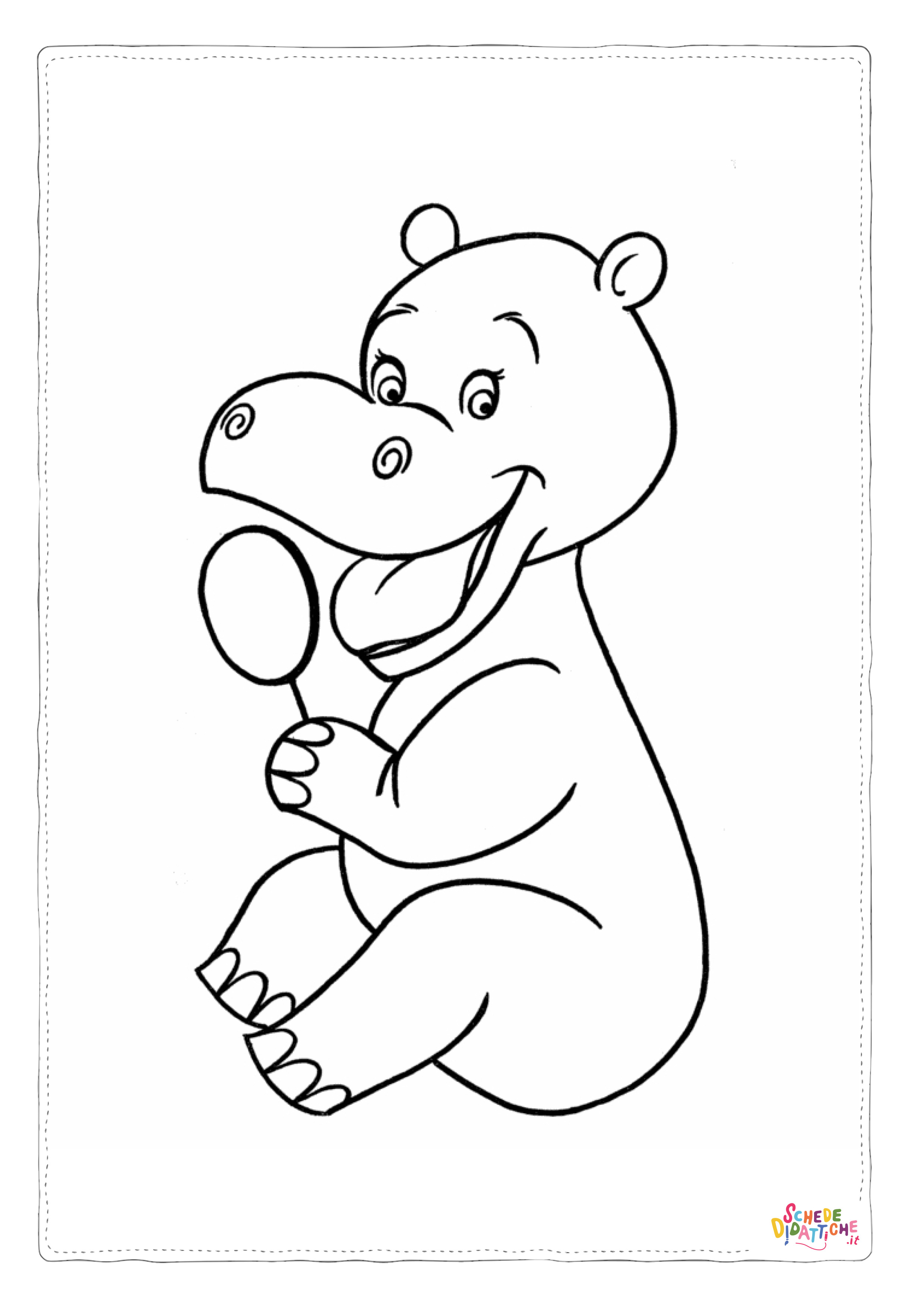 Disegno "Disegno di ippopotamo da stampare e colorare 14" Disegno di ippopotamo da stampare e colorare 14