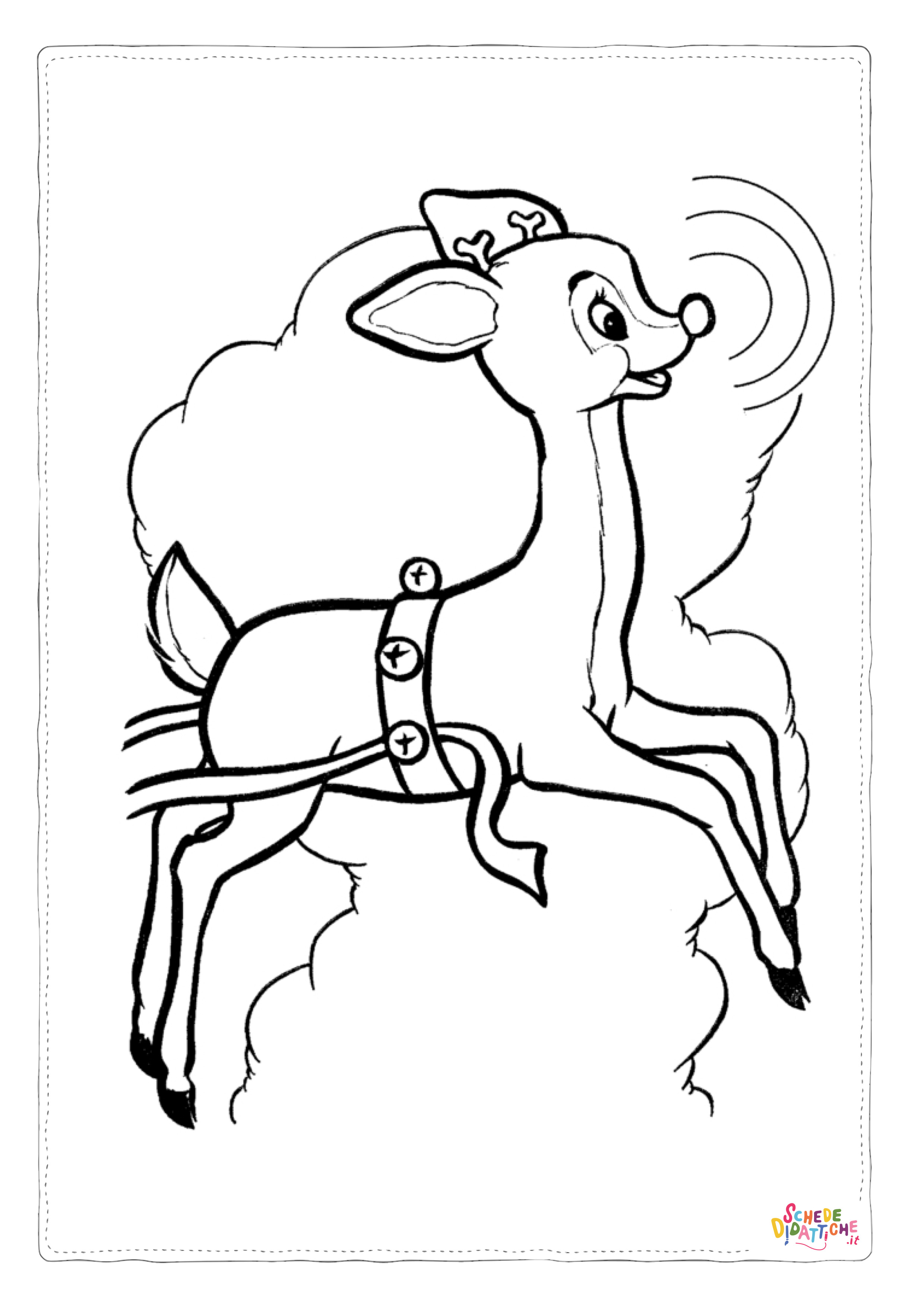 Disegno "Disegno di renna di Natale da stampare e colorare 36" Disegno di renna di Natale da stampare e colorare 36
