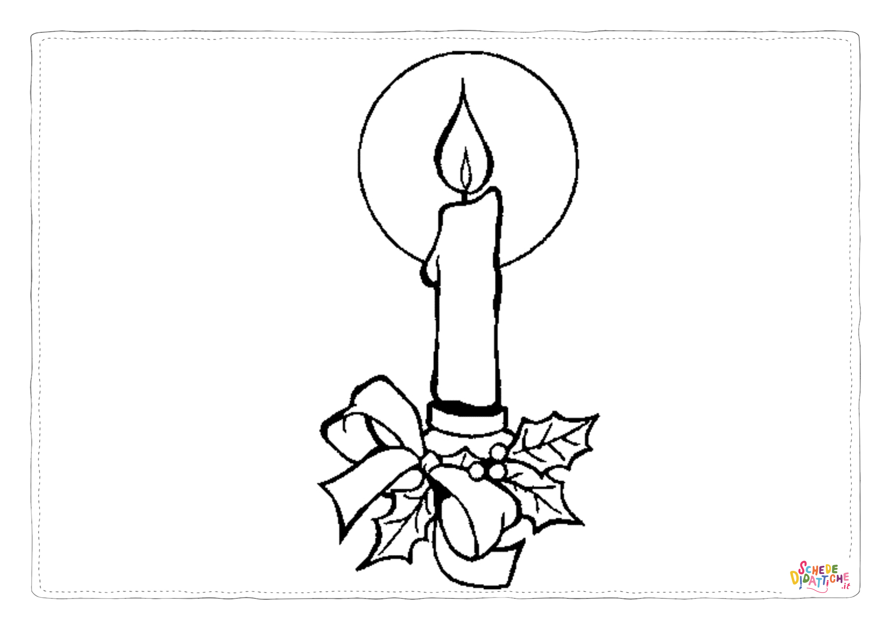 Disegno di candela natalizia da stampare e colorare 6