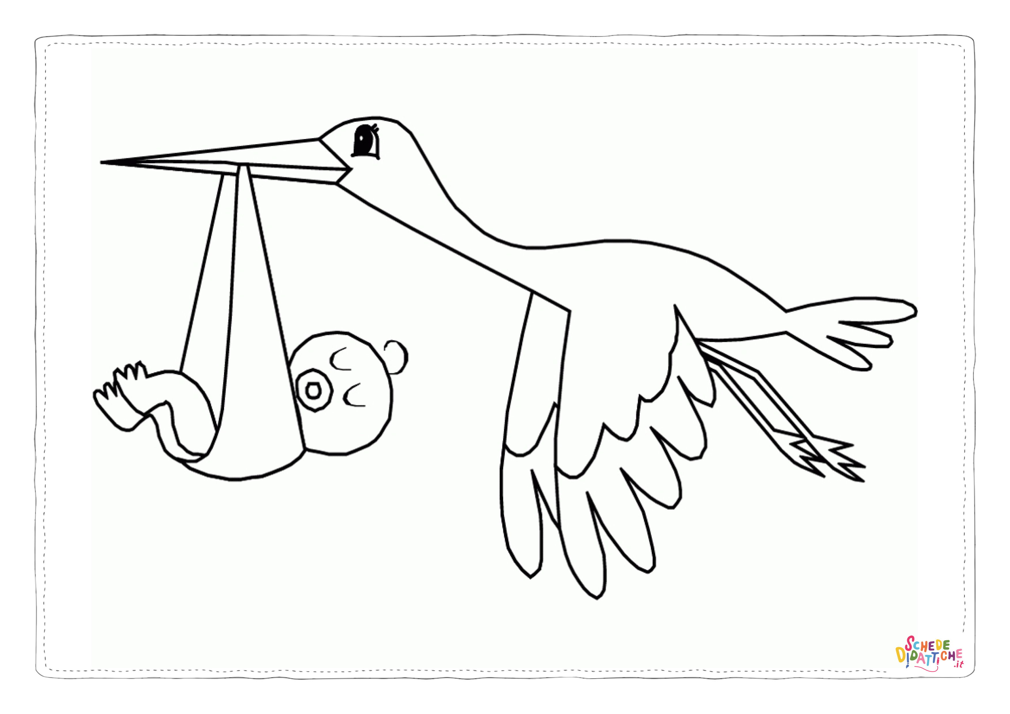 Disegno "Disegno di cicogna da stampare e colorare 2" Disegno di cicogna da stampare e colorare 2