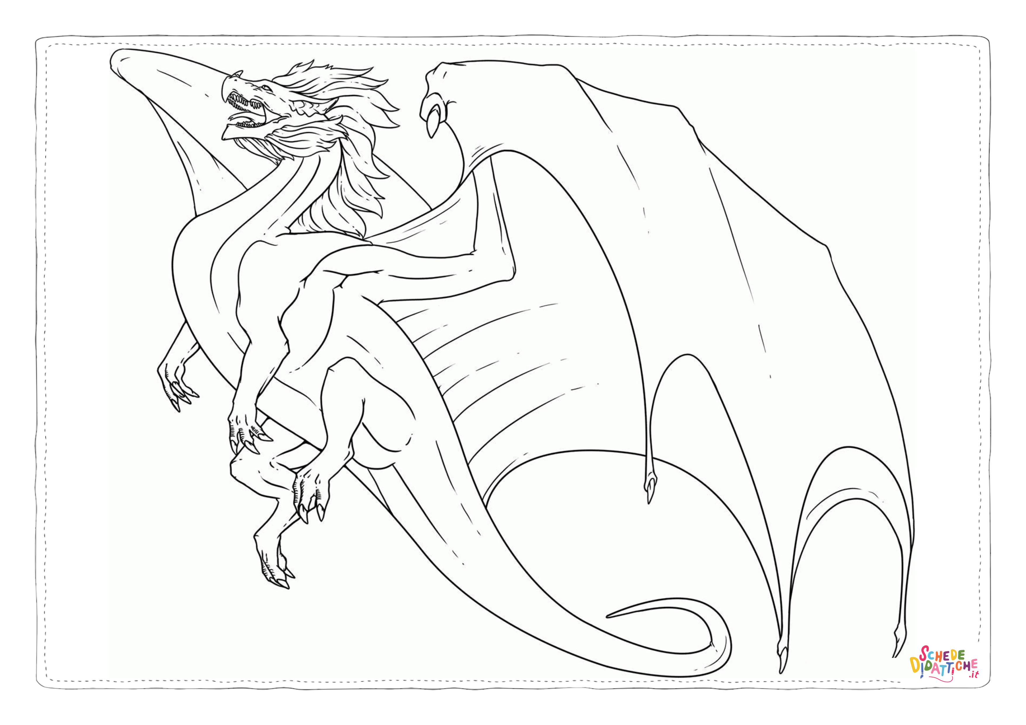 Disegno "Disegno di dragone da stampare e colorare 7" Disegno di dragone da stampare e colorare 7