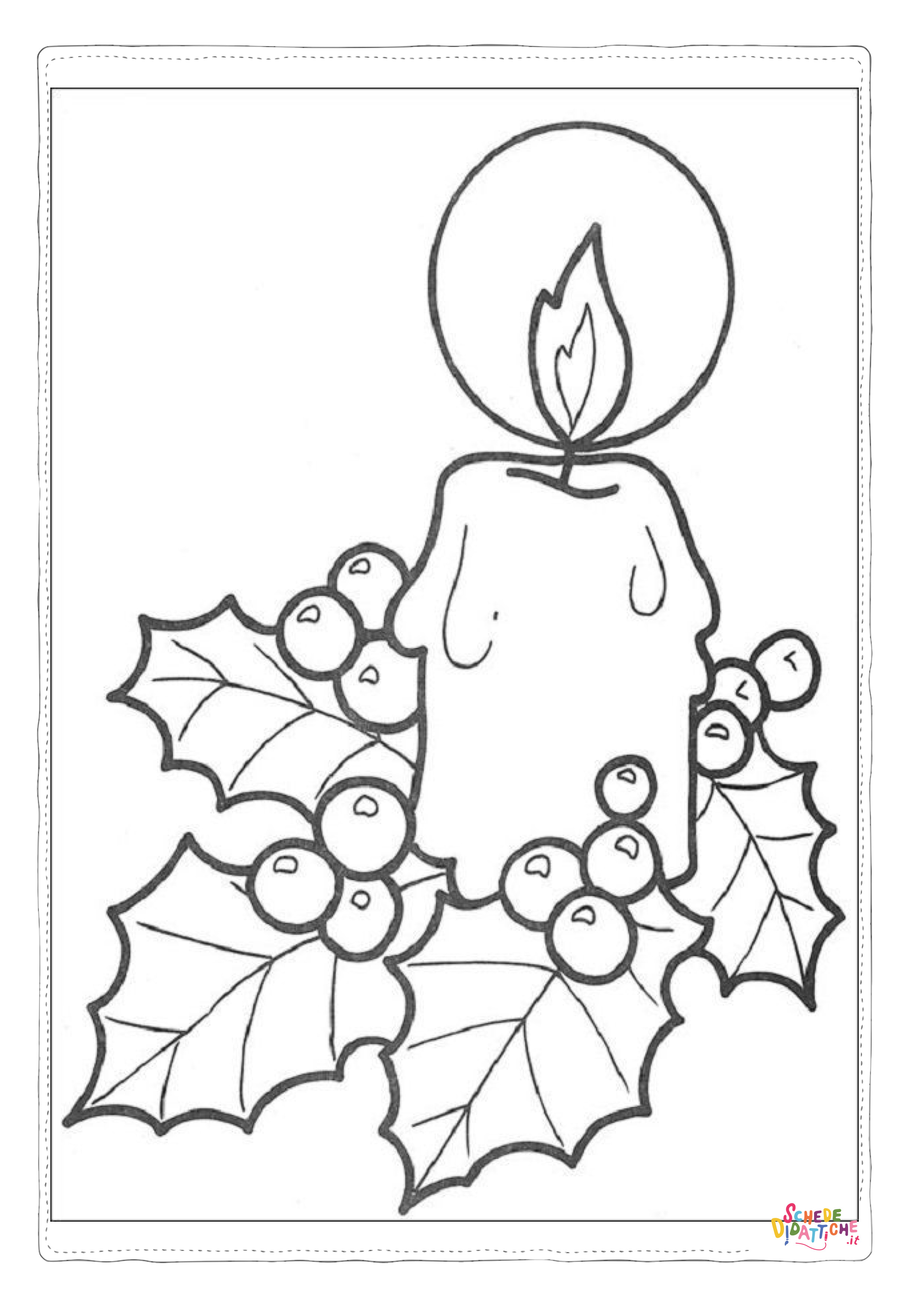 Disegno di candela natalizia da stampare e colorare 32