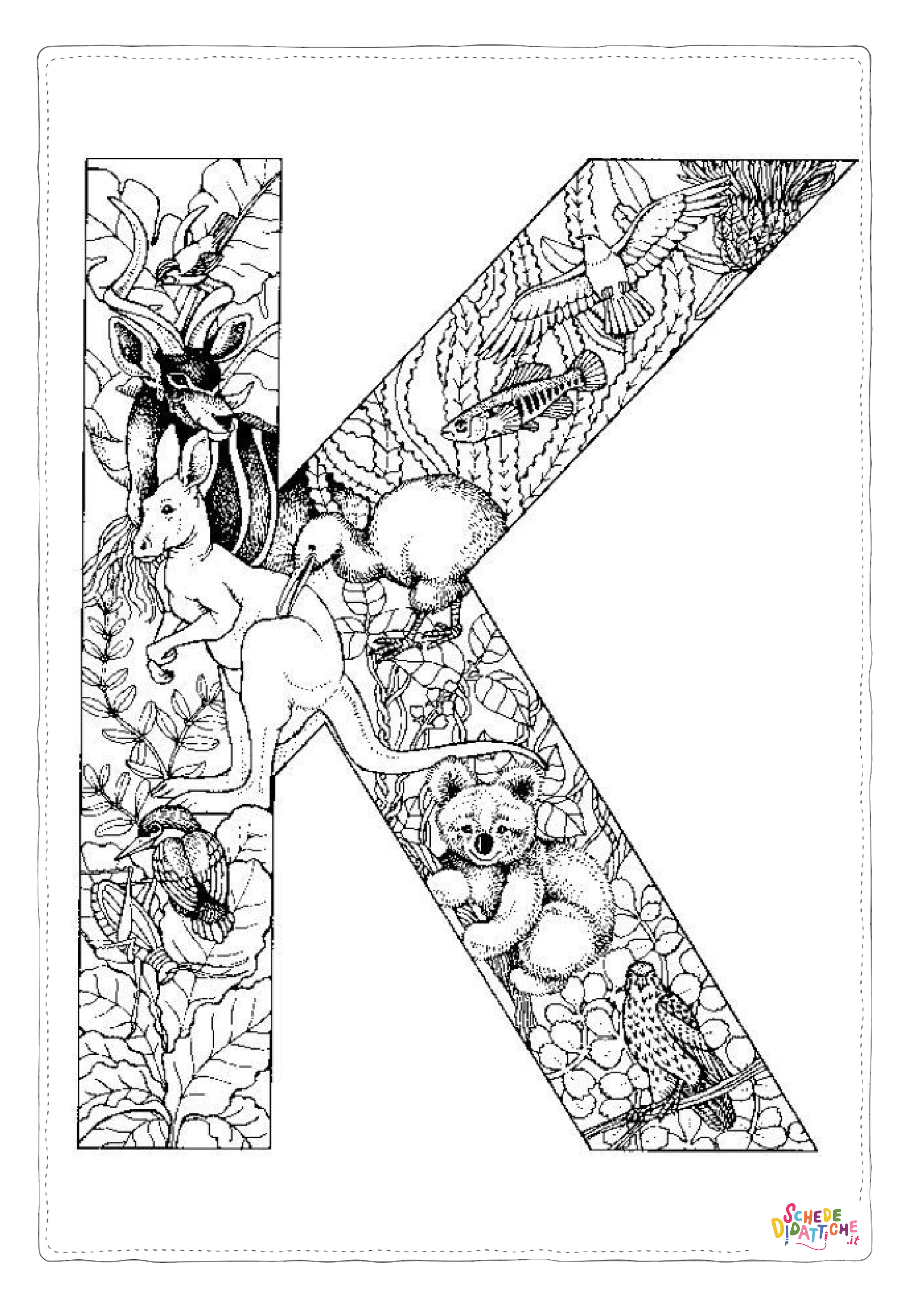 Disegno di lettera dell'alfabeto da stampare e colorare 148