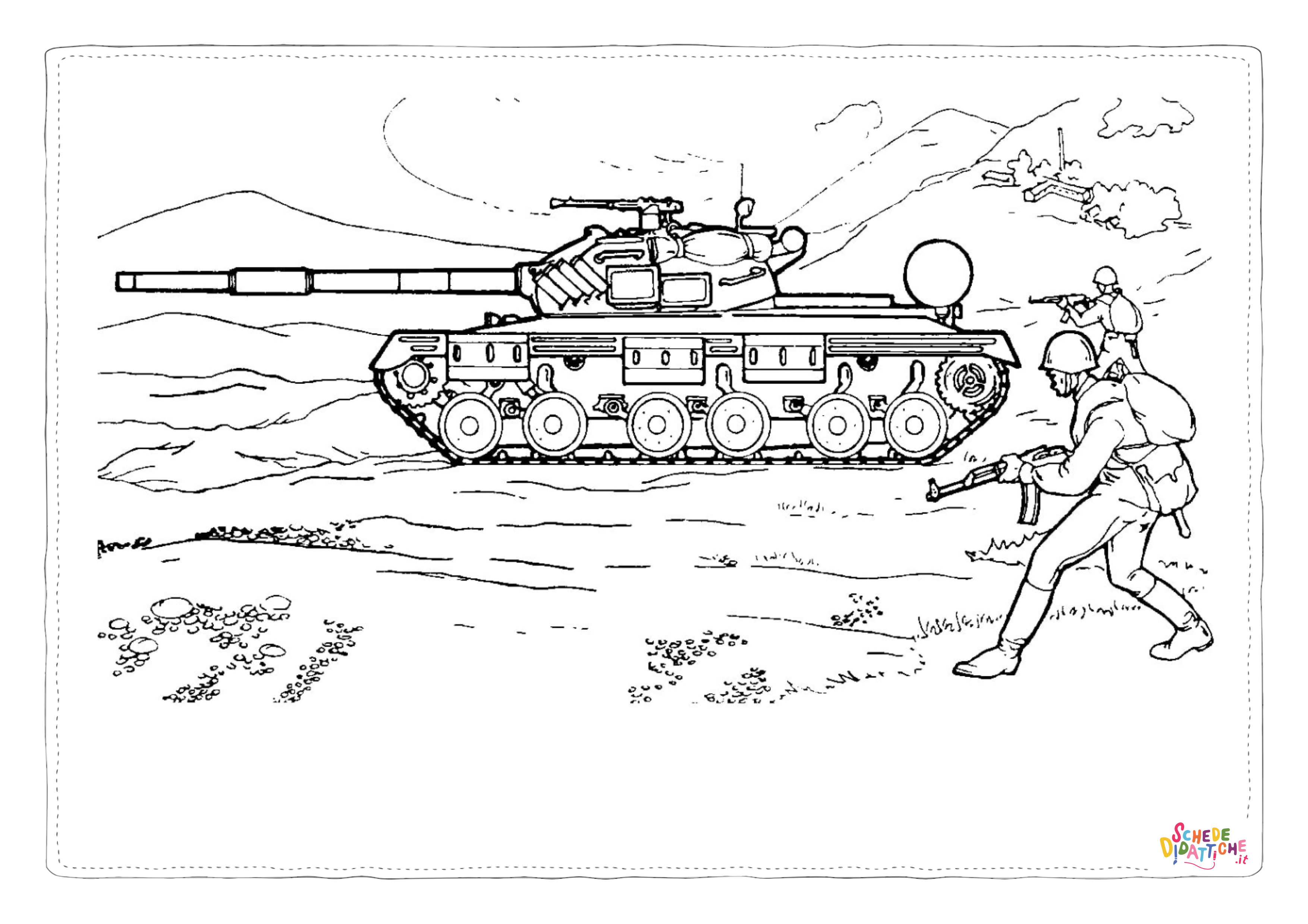 Disegno "Disegno di carro armato da stampare e colorare 21" Disegno di carro armato da stampare e colorare 21