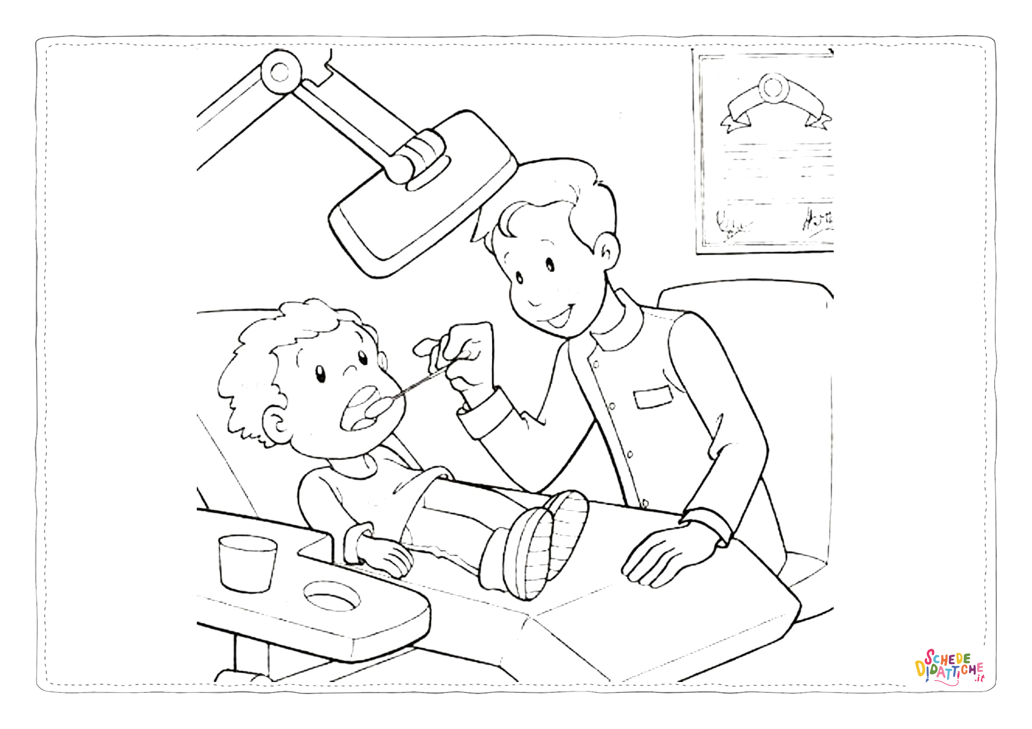 Disegno "Disegno di dentista da stampare e colorare 7" Disegno di dentista da stampare e colorare 7