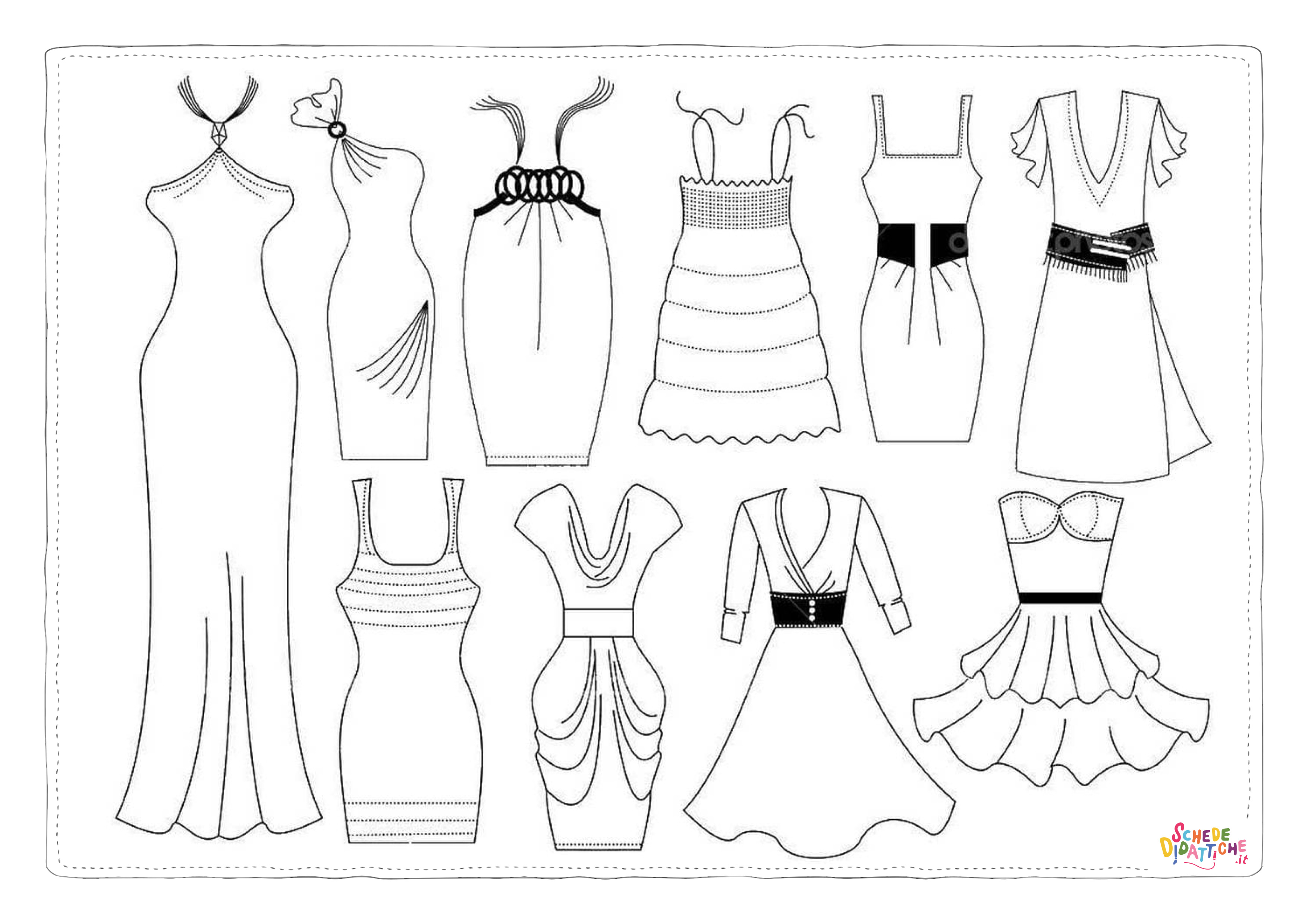 Disegno di vestito da donna da stampare e colorare 7