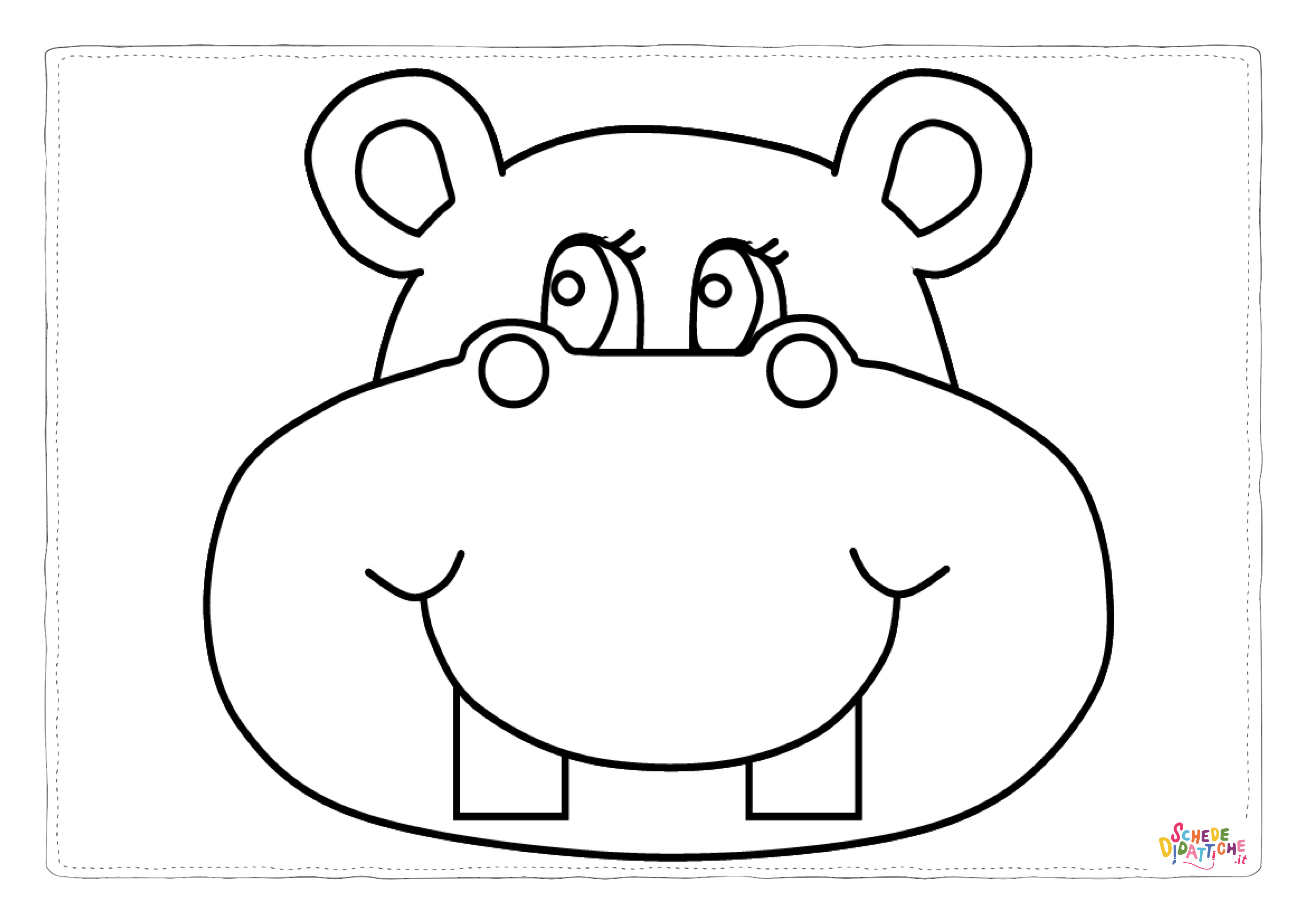 Disegno "Disegno di ippopotamo da stampare e colorare 4" Disegno di ippopotamo da stampare e colorare 4
