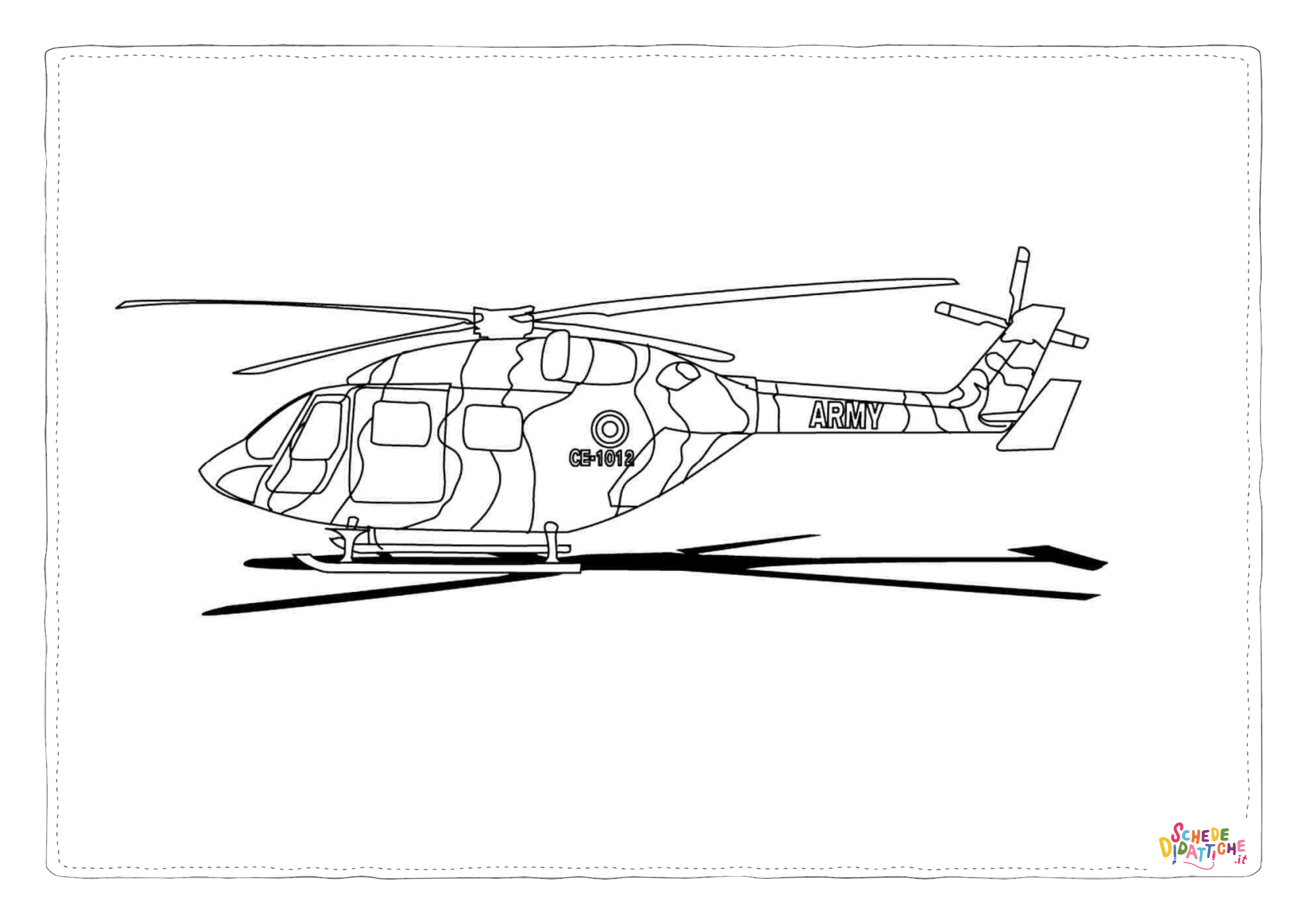 Disegno di elicottero militare da stampare e colorare 3
